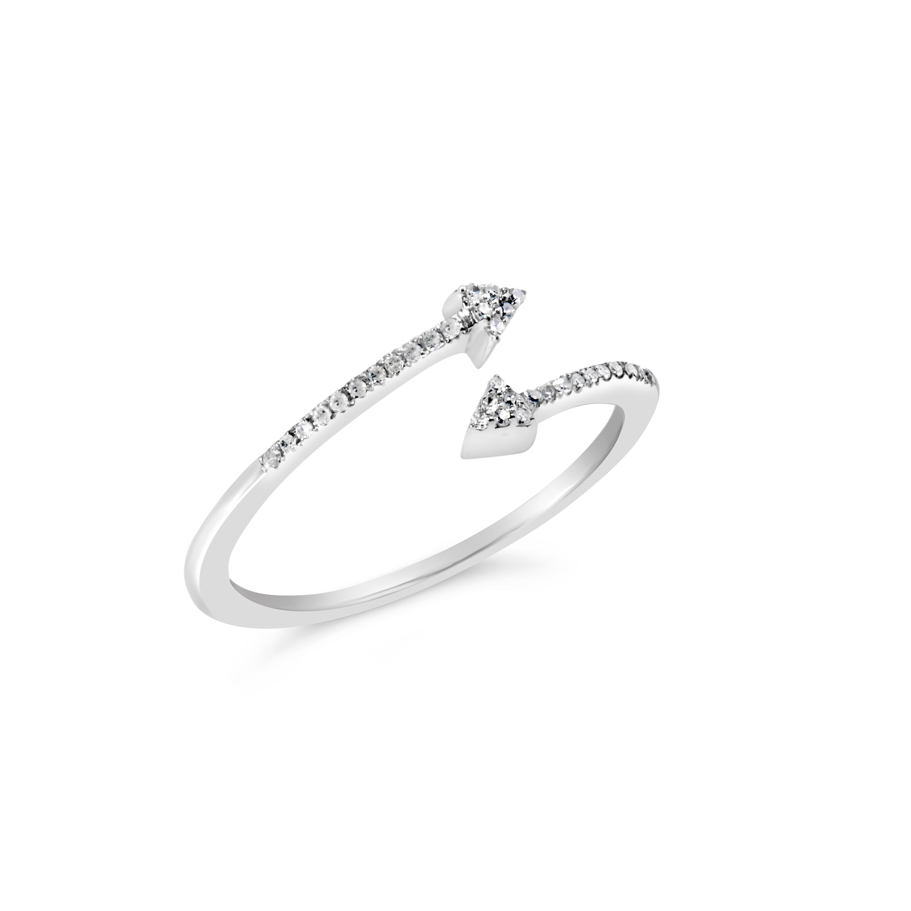 .925 Sterling Silver 1/5 Cttw Diamond Double Arrowhead Open Ring I-J Color, I2-I3 Clarity - Ring Size 6 on sale at MyriadMart