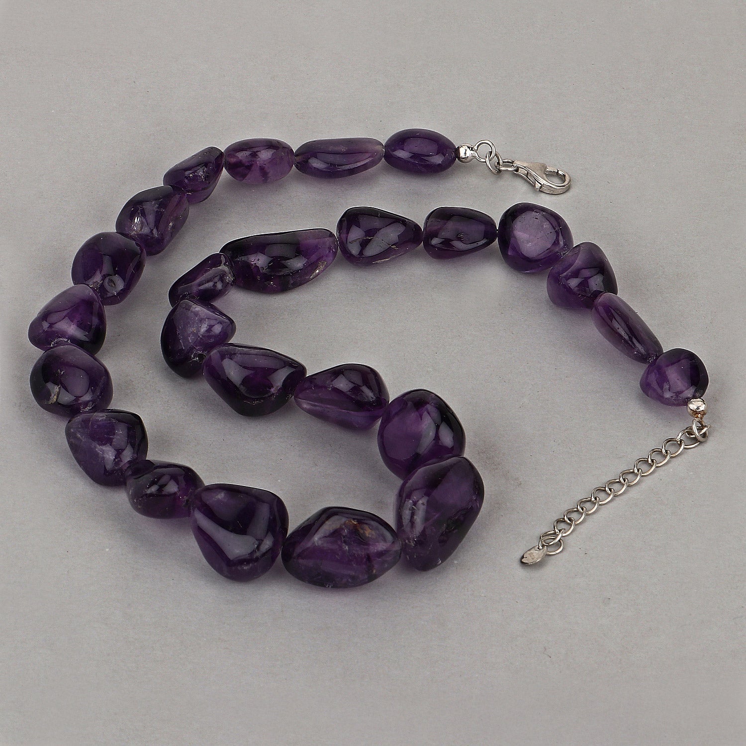 Amethyst Beaded Necklace, Genuine Raw Amethyst Beads Necklace for Women in Sterling Silver, February Birthstone Necklace, Gift for Mom on sale at MyriadMart