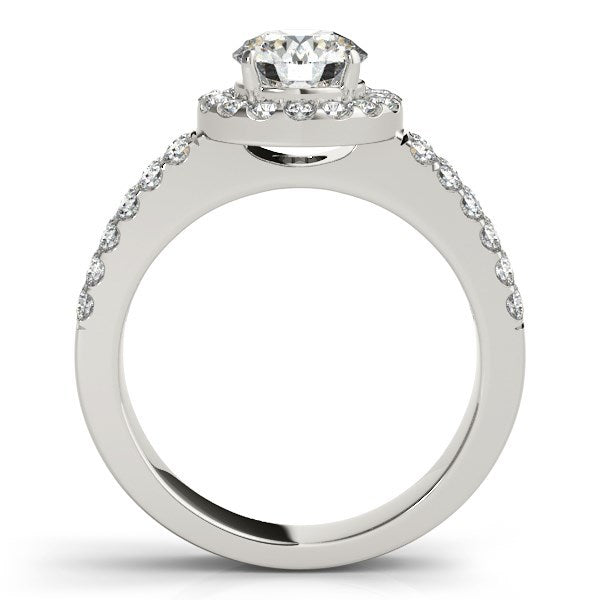 14k White Gold Halo Diamond Engagement Ring With Double Row Band 1 3/8 cttw on sale at MyriadMart