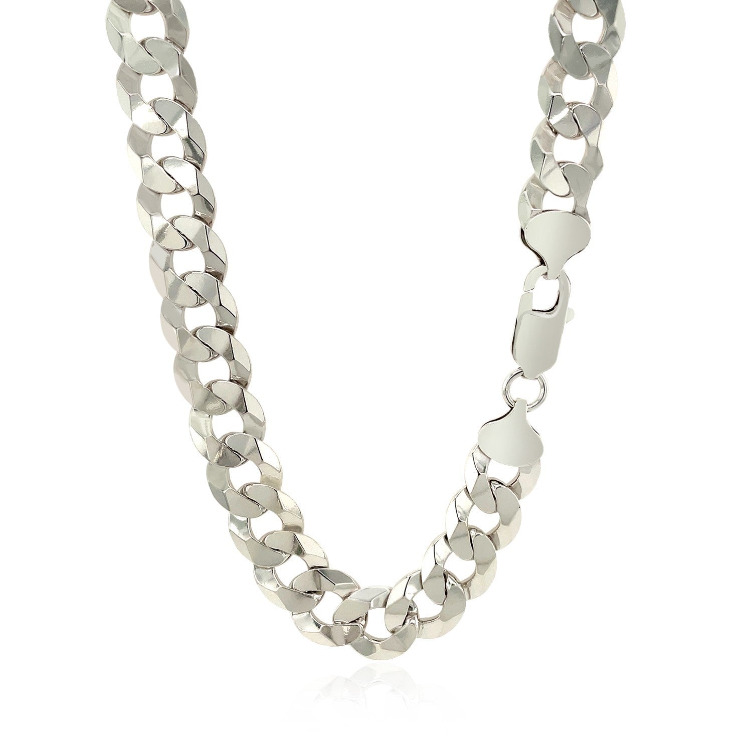 Rhodium Plated 9.5mm Sterling Silver Curb Style Chain on sale at MyriadMart