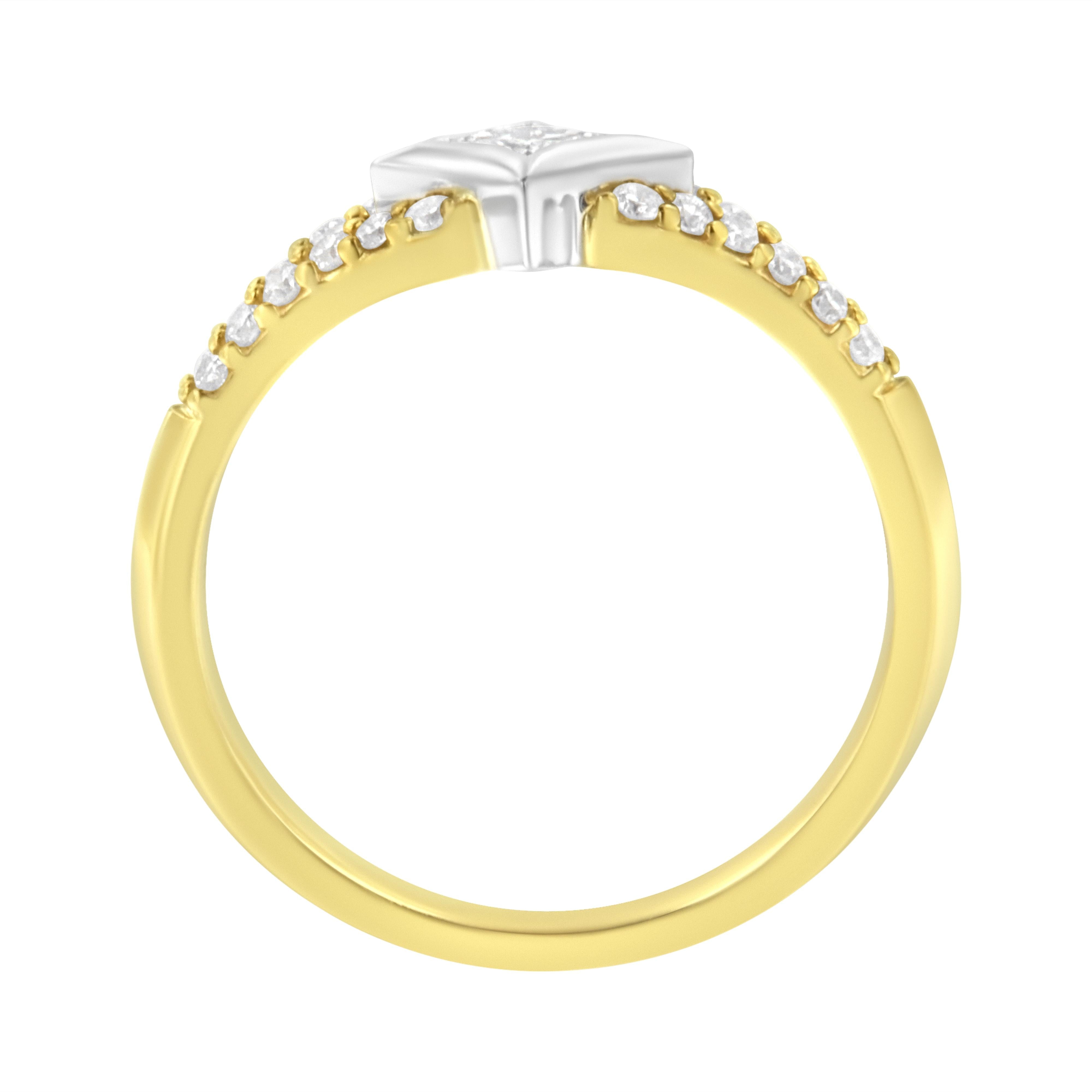 10K Two Tone Color 1/2 Cttw Diamond Kite and Split Shank Ring H-I Color,SI2-I1 Clarity on sale at MyriadMart