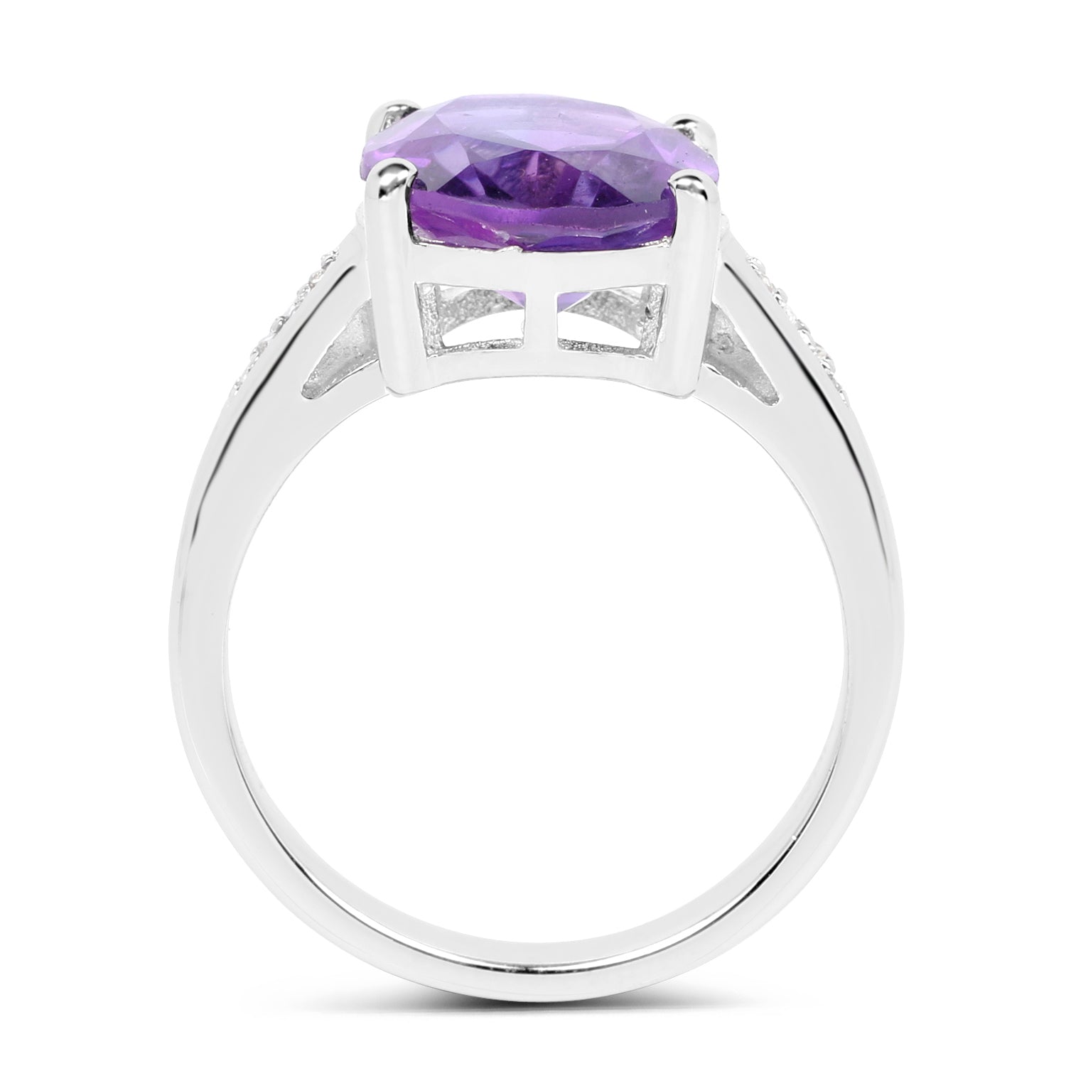 3.84 Carat Genuine Amethyst and White Topaz .925 Sterling Silver Ring on sale at MyriadMart
