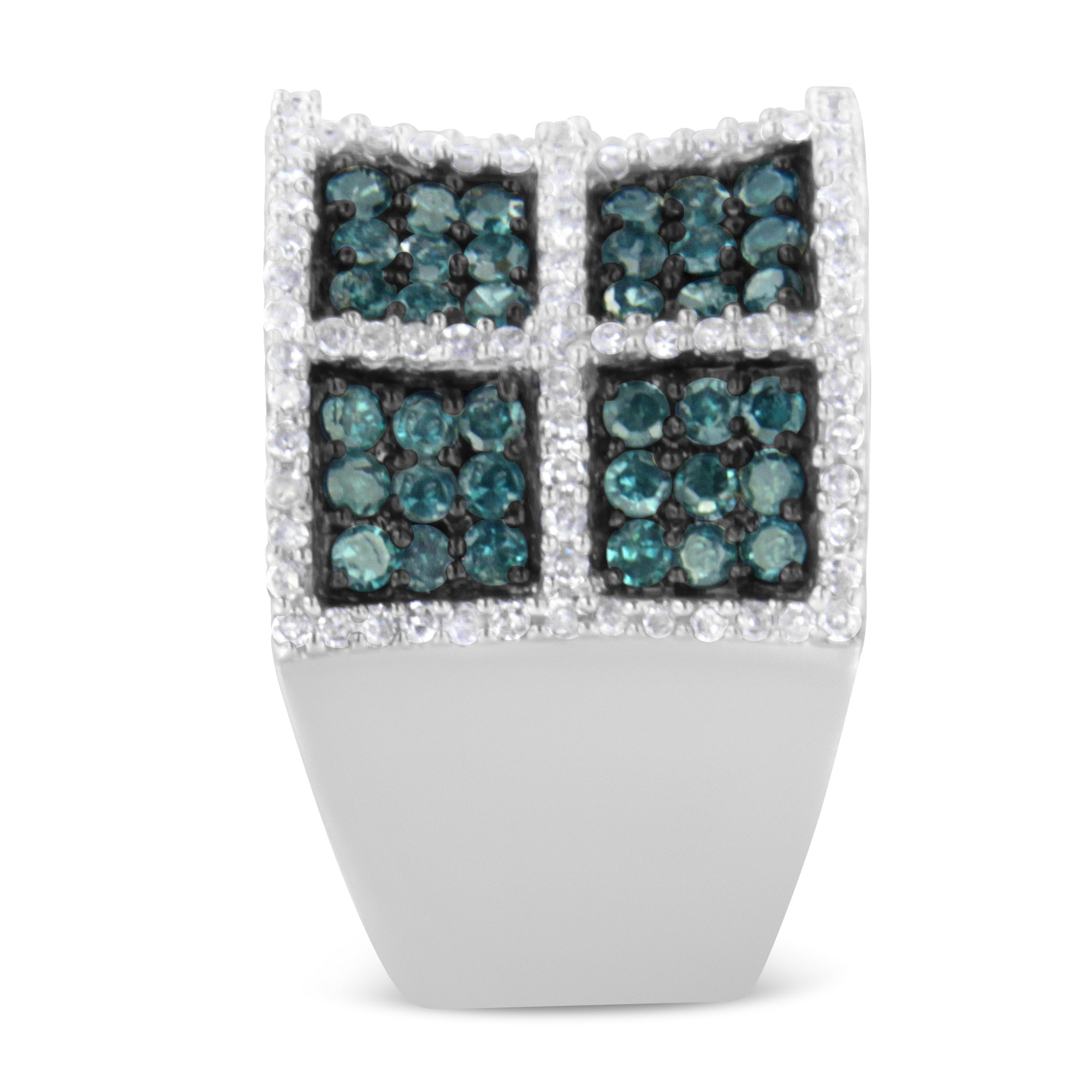 14K White Gold White and Treated Blue Diamond Cocktail Ring 1 1/2 Cttw, H-I Color, I1-I2 Clarity - Size 6 on sale at MyriadMart