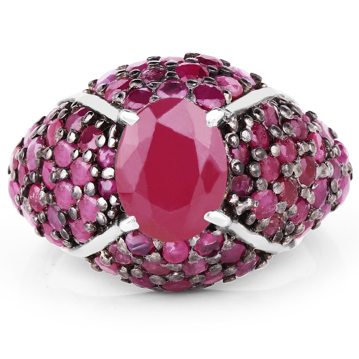 5.15 Carat Genuine Glass Filled Ruby & Ruby .925 Sterling Silver Ring on sale at MyriadMart