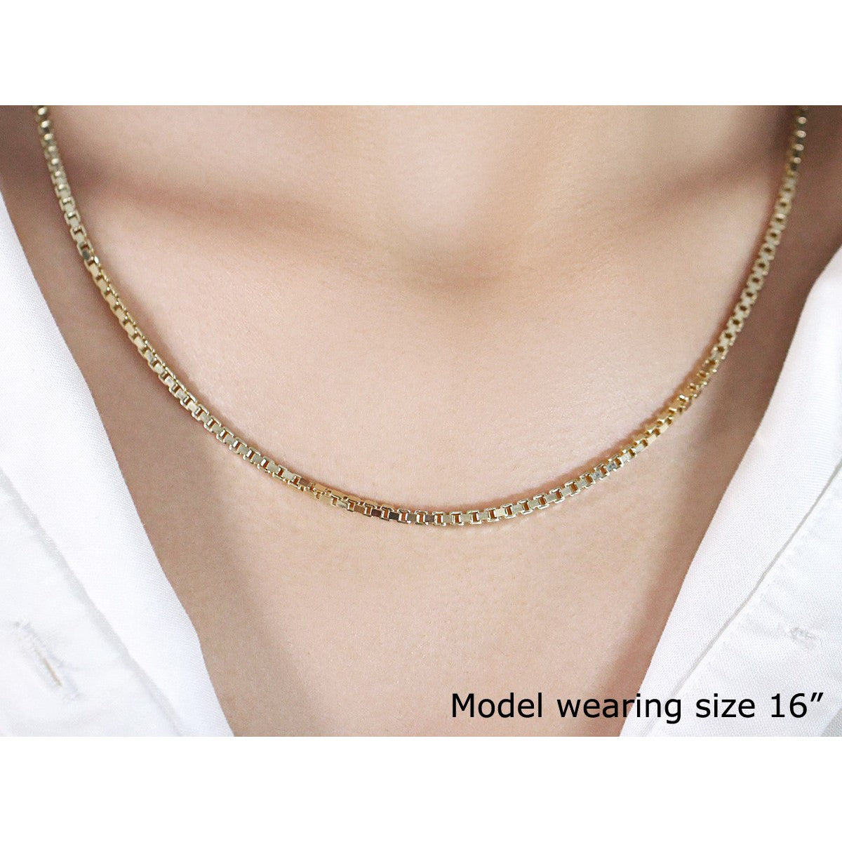 2.5mm 14k Yellow Gold Semi Solid Box Chain on sale at MyriadMart