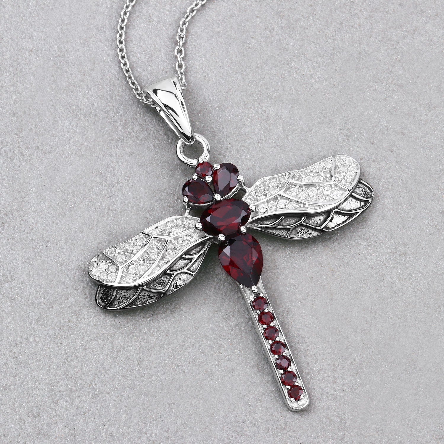 2.29 Carat Genuine Garnet and White Topaz .925 Sterling Silver Pendant on sale at MyriadMart