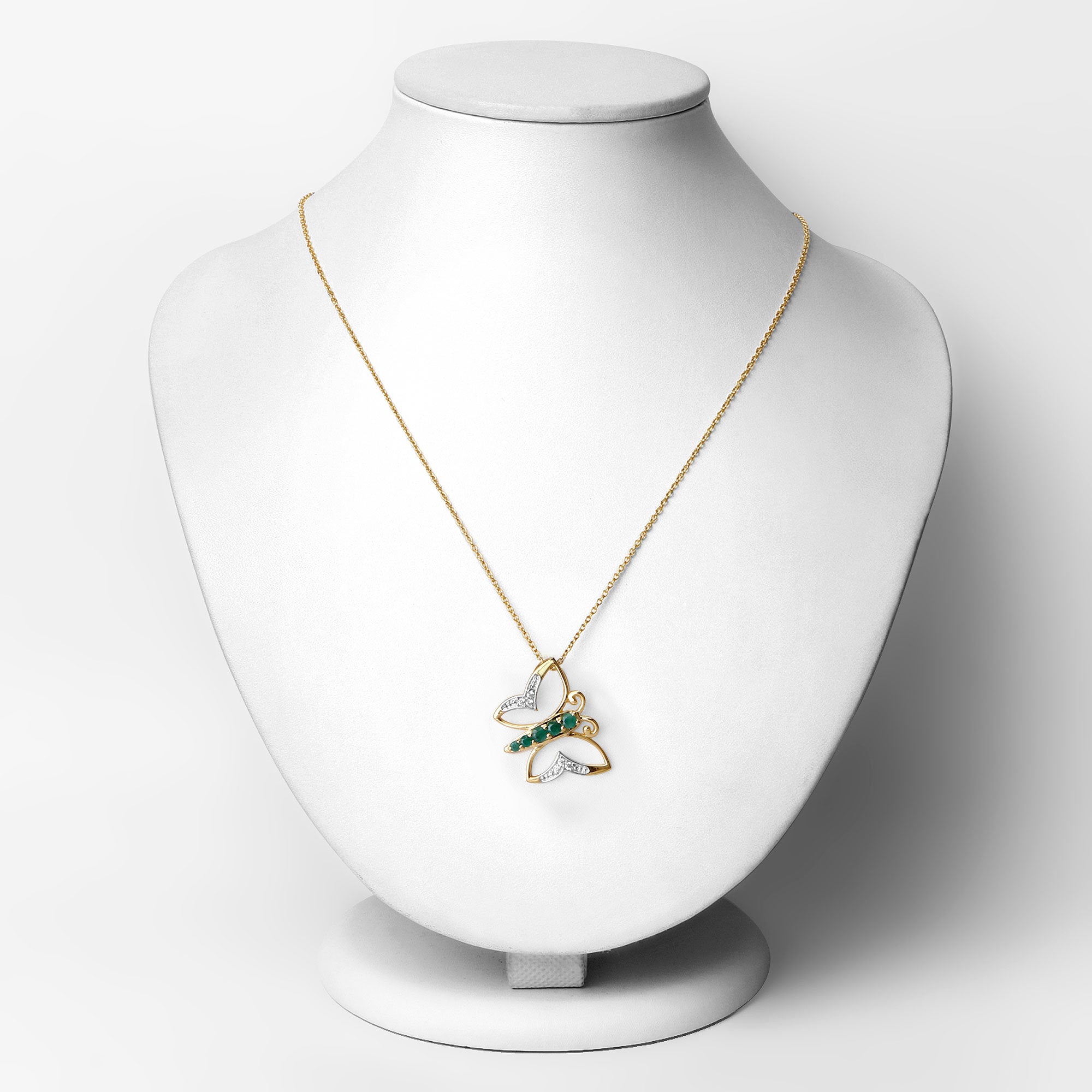 0.51 Carat Genuine Emerald and White Zircon .925 Sterling Silver Necklace on sale at MyriadMart