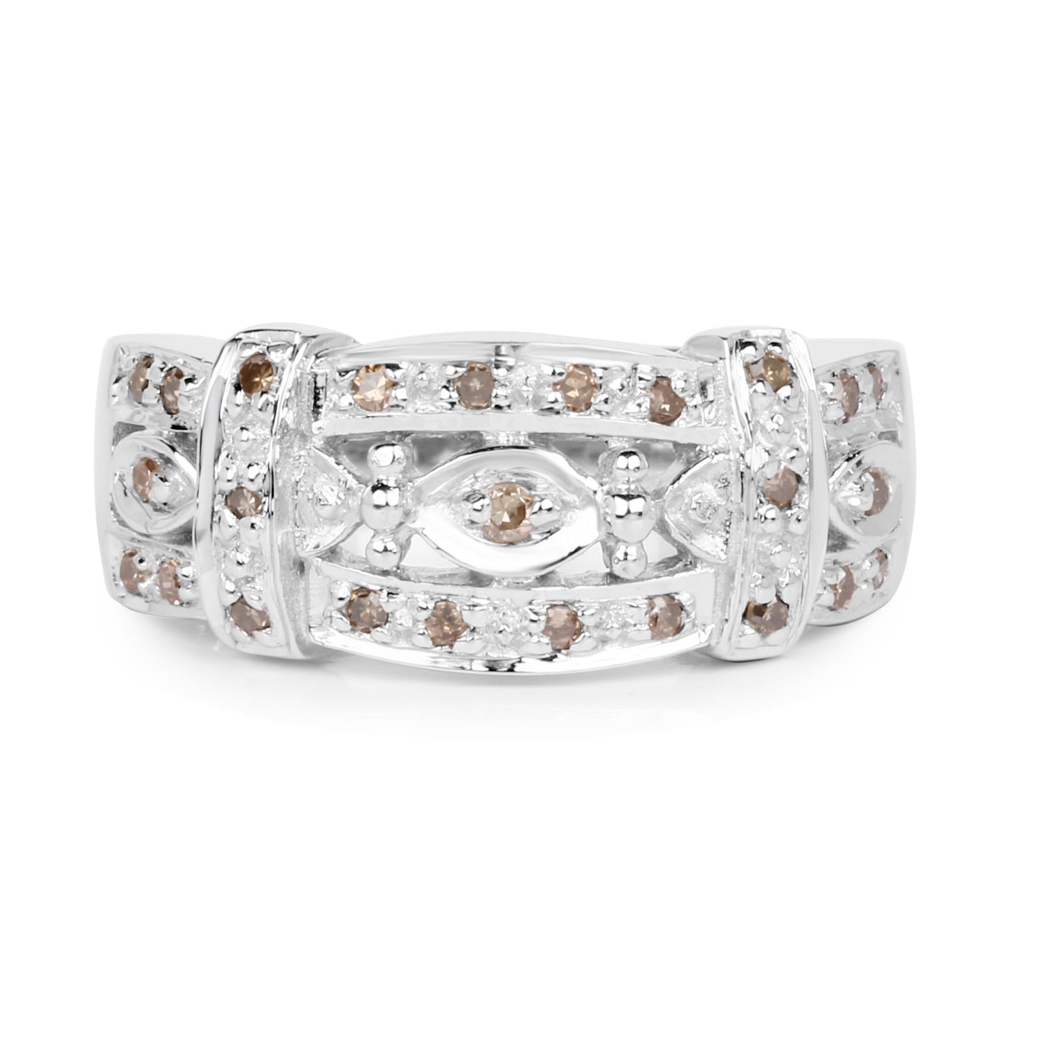 0.32 Carat Genuine Champagne Diamond .925 Sterling Silver Ring on sale at MyriadMart