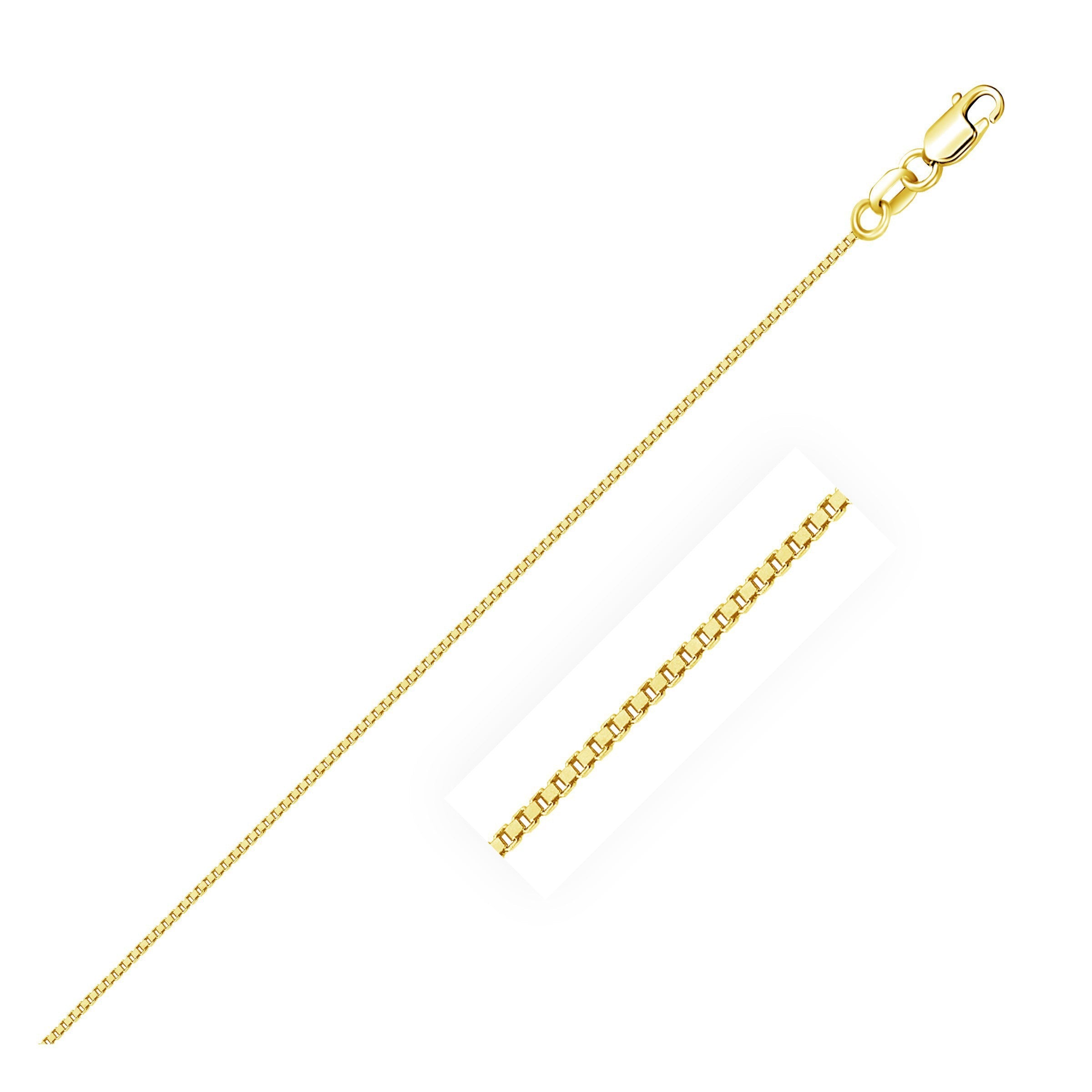 14k Yellow Gold Classic Box Chain 0.7mm on sale at MyriadMart