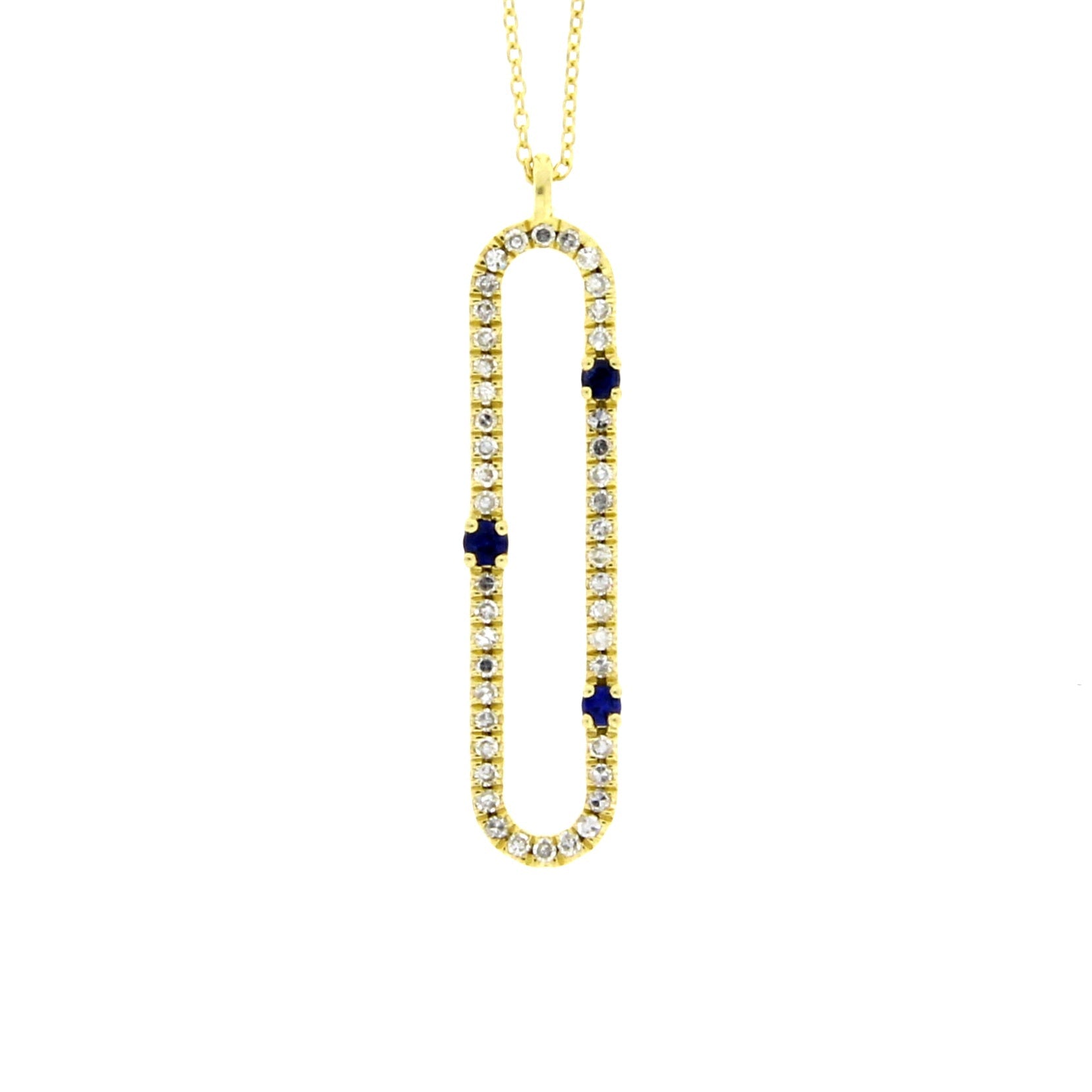 Diamond Sapphire Fashion Pendants 14KT Yellow Gold on sale at MyriadMart