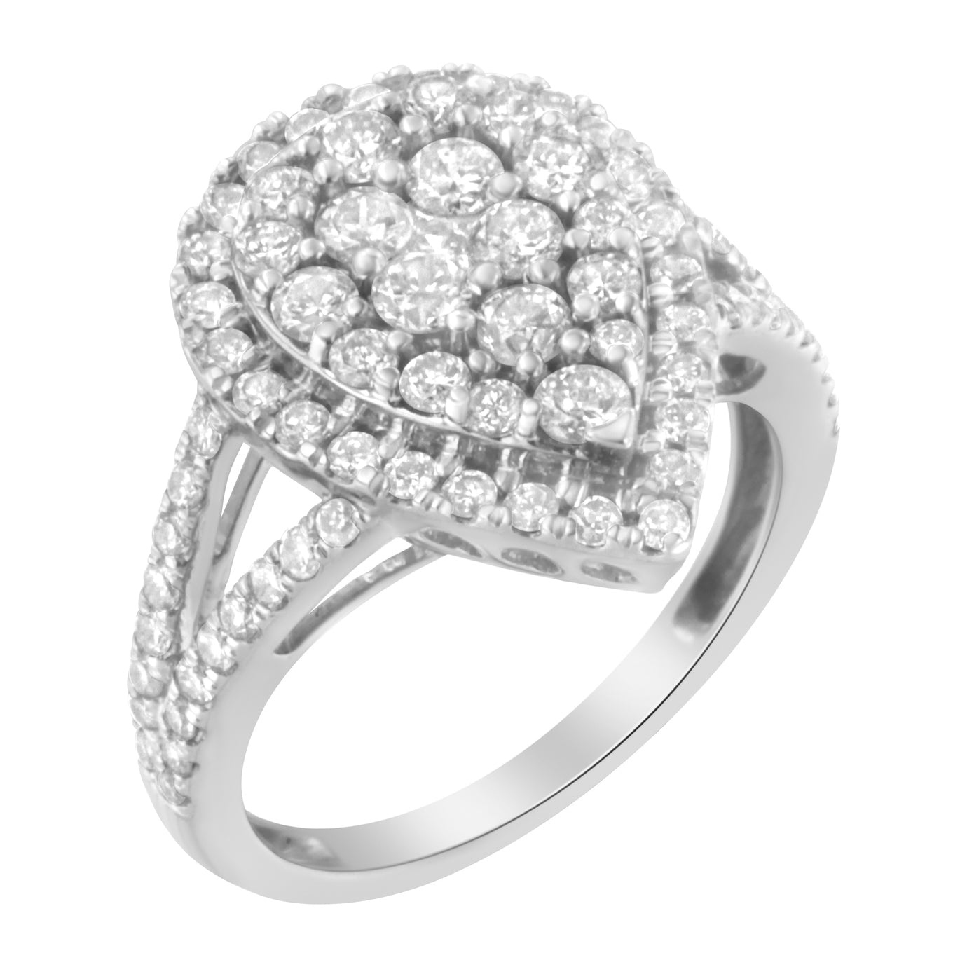.925 Sterling Silver Diamond Cluster Ring 1 1/2 Cttw, H-I Color, I1-I2 Clarity - Size 6 on sale at MyriadMart