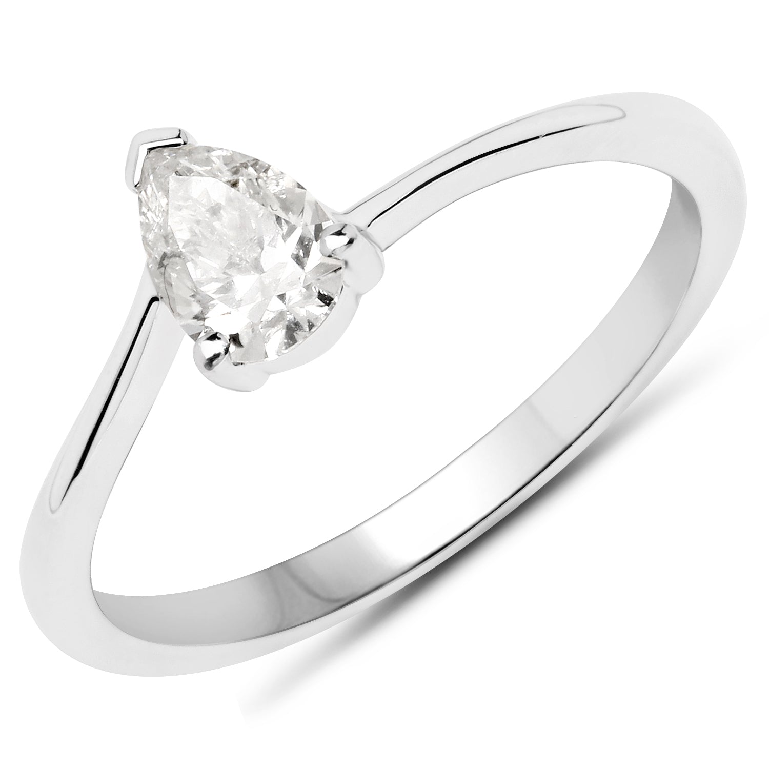 14K White Gold 0.50 Carat Genuine White Diamond Ring on sale at MyriadMart