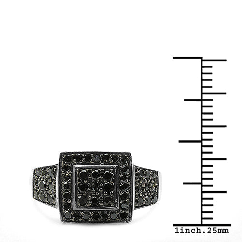 0.77 Carat Genuine Black Diamond .925 Sterling Silver Ring on sale at MyriadMart