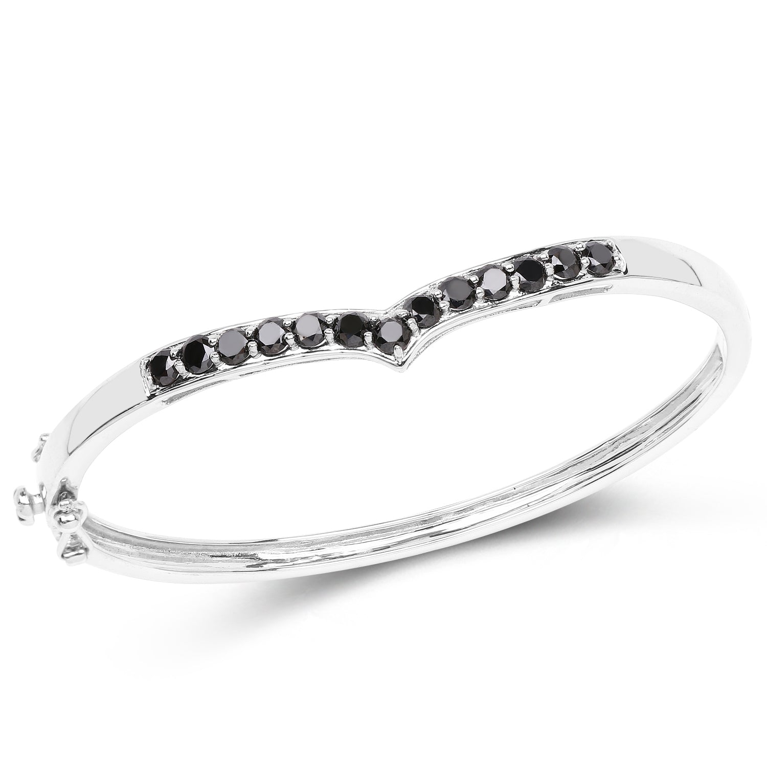2.28 Carat Genuine Black Diamond .925 Sterling Silver Bangle on sale at MyriadMart