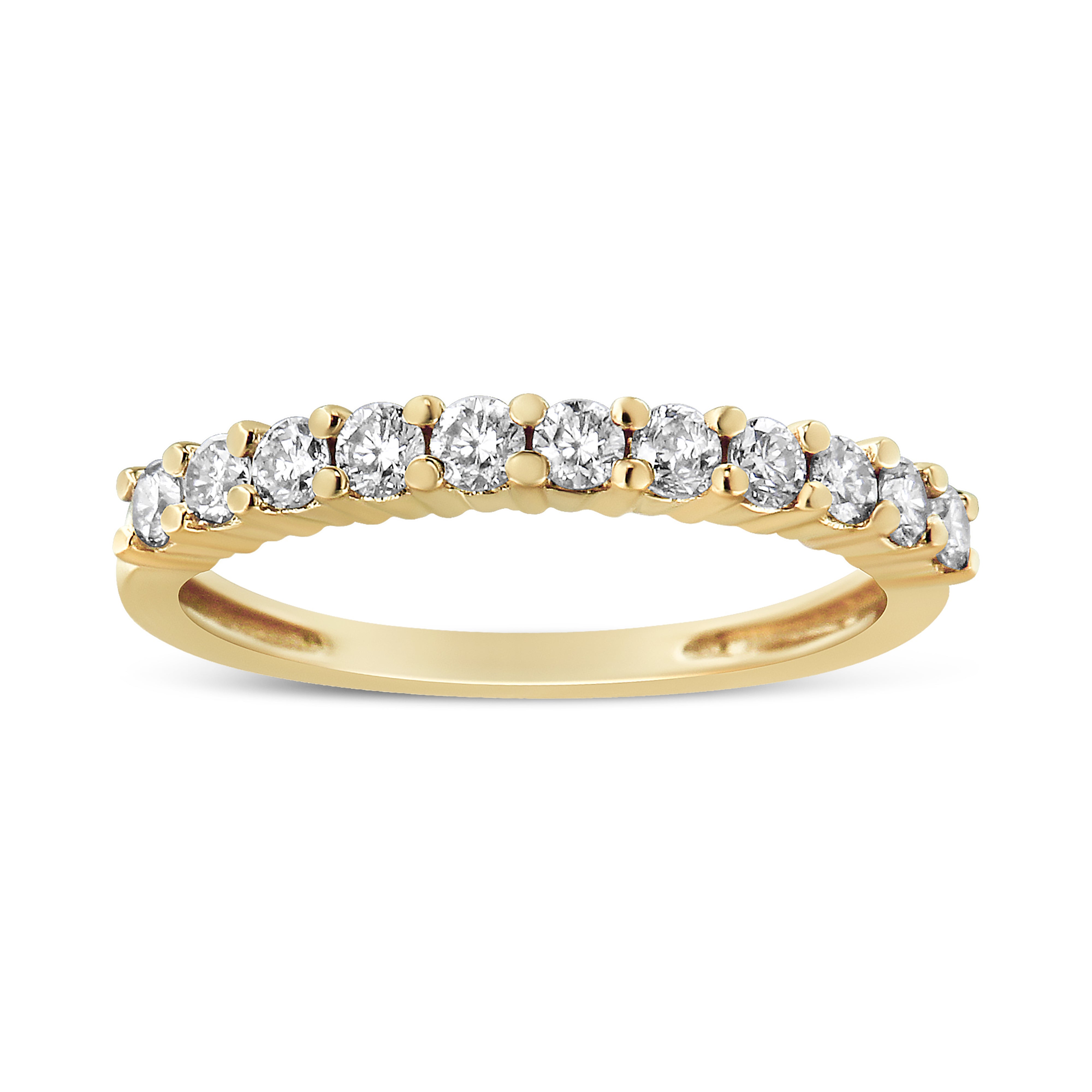 IGI Certified 1/2 Cttw Diamond 10K Yellow Gold Prong Set Fluted Band Style Wedding Ring J-K Color, I1-I2 Clarity - Size 7 on sale at MyriadMart