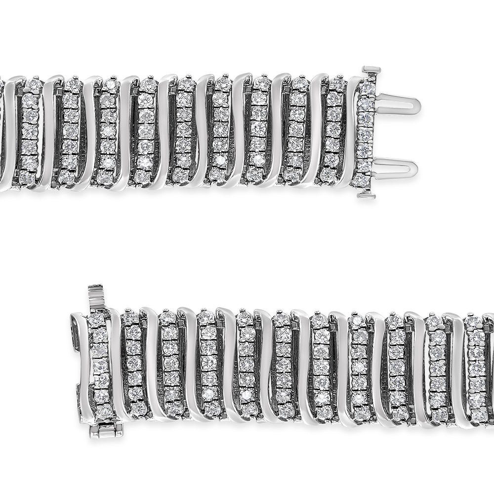 .925 Sterling Silver 8 1/2 Cttw Diamond 7 Row Chevron "S" Curved Link Tennis Bracelet I-J color, I1-I2 clarity - 7.25" on sale at MyriadMart