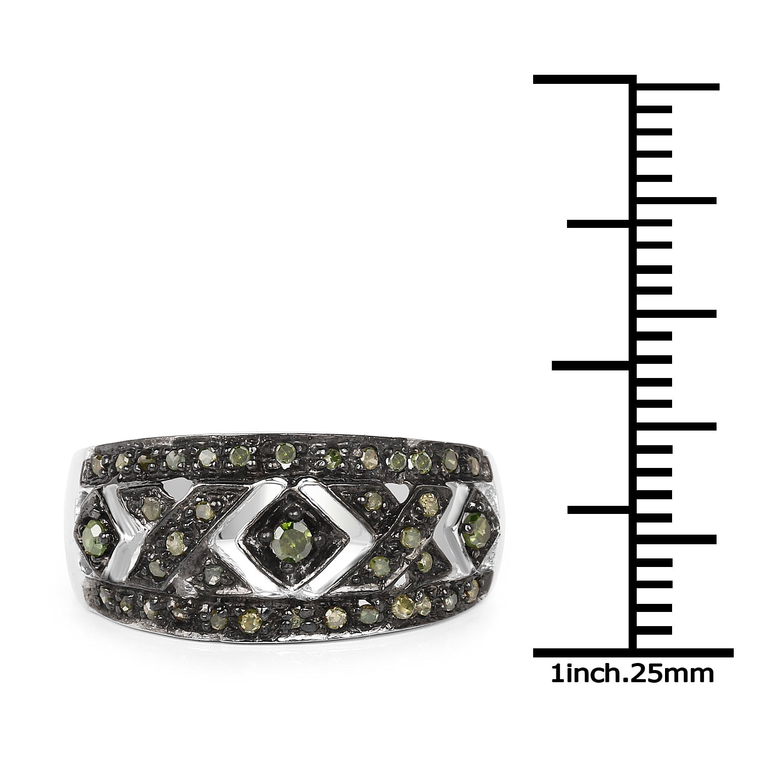 0.27 Carat Genuine Green Diamond .925 Sterling Silver Ring on sale at MyriadMart