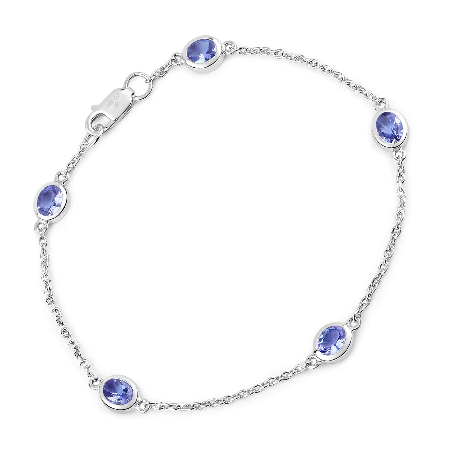 1.65 Carat Genuine Tanzanite .925 Sterling Silver Bracelet on sale at MyriadMart