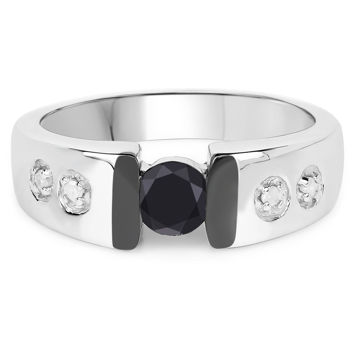 0.56 Carat Genuine Black Diamond and White Diamond .925 Sterling Silver Ring on sale at MyriadMart