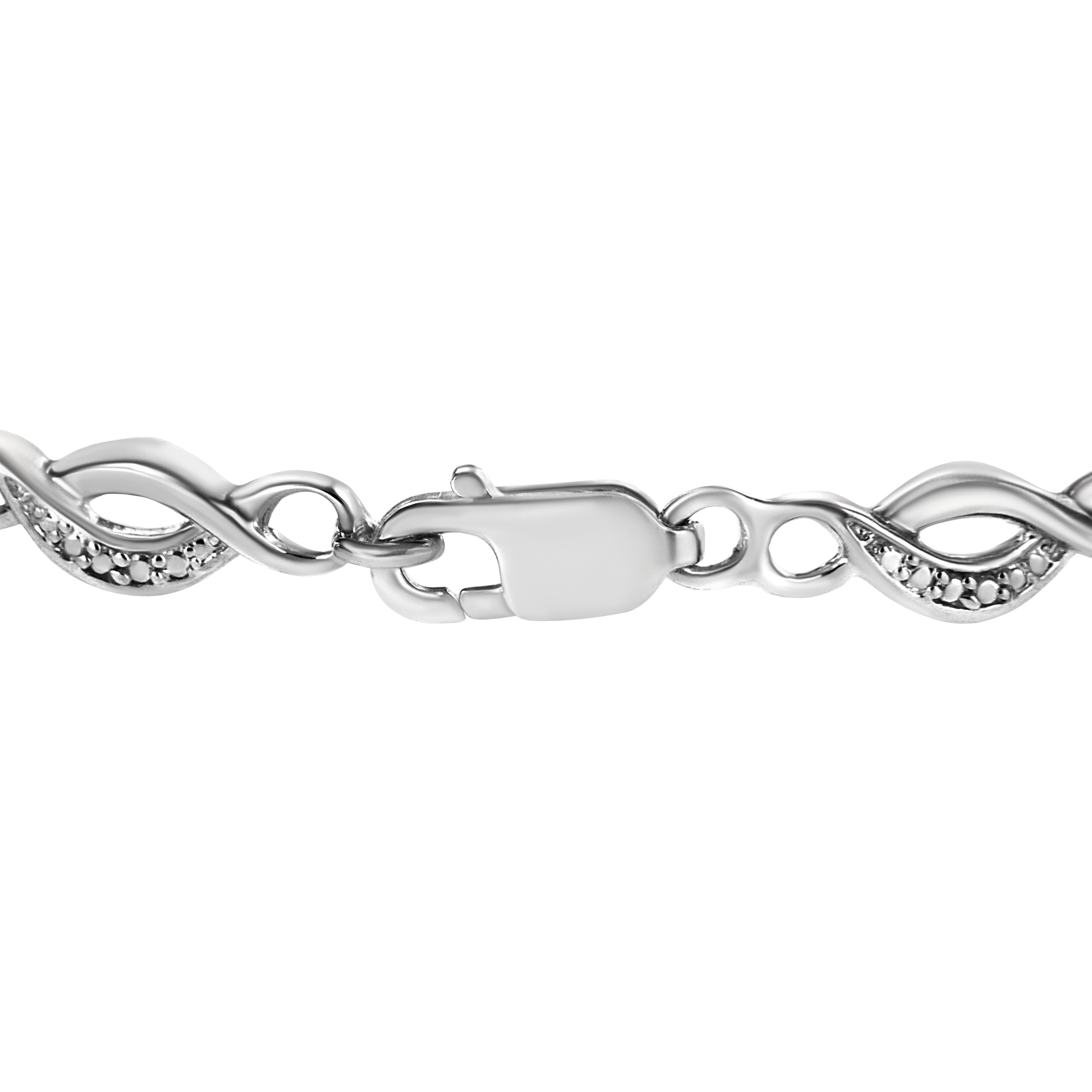 .925 Sterling Silver Prong Set Diamond Accent Curved Spiral Link Bracelet I-J Color, I3 Clarity - 7.25" on sale at MyriadMart