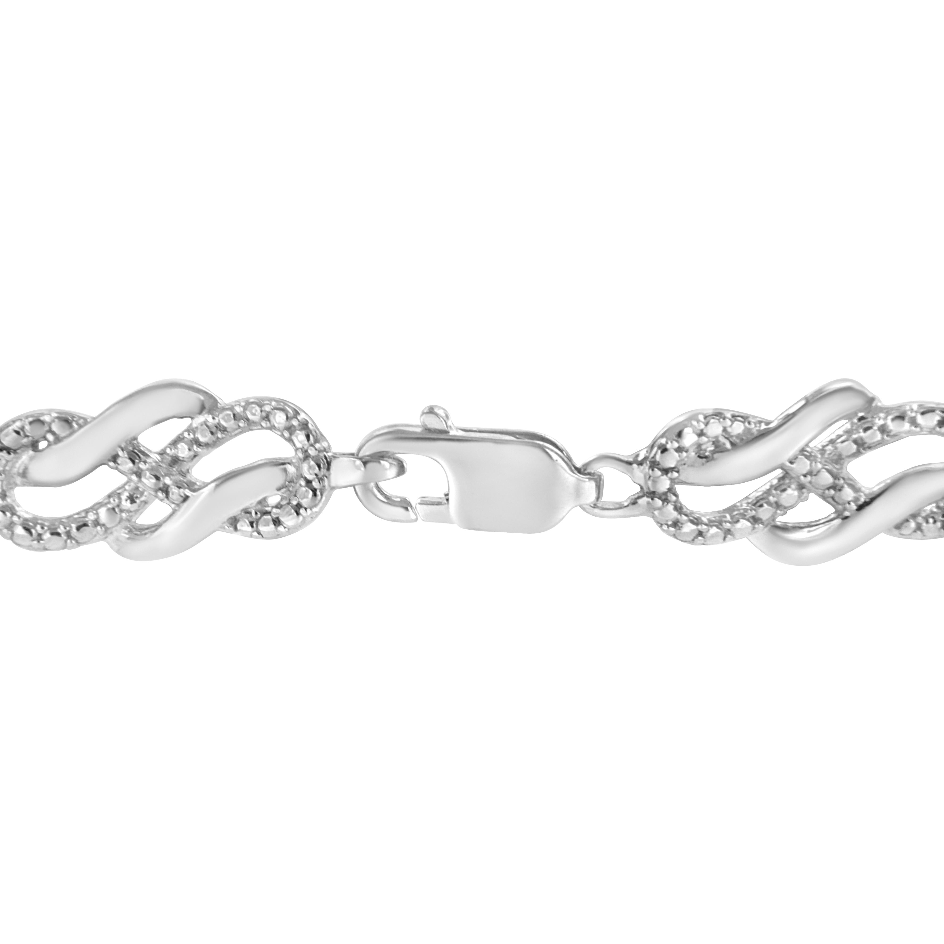 .925 Sterling Silver Prong Set Diamond Accent Infinity Weave Link 7.25" Bracelet I-J Color, I3 Clarity on sale at MyriadMart