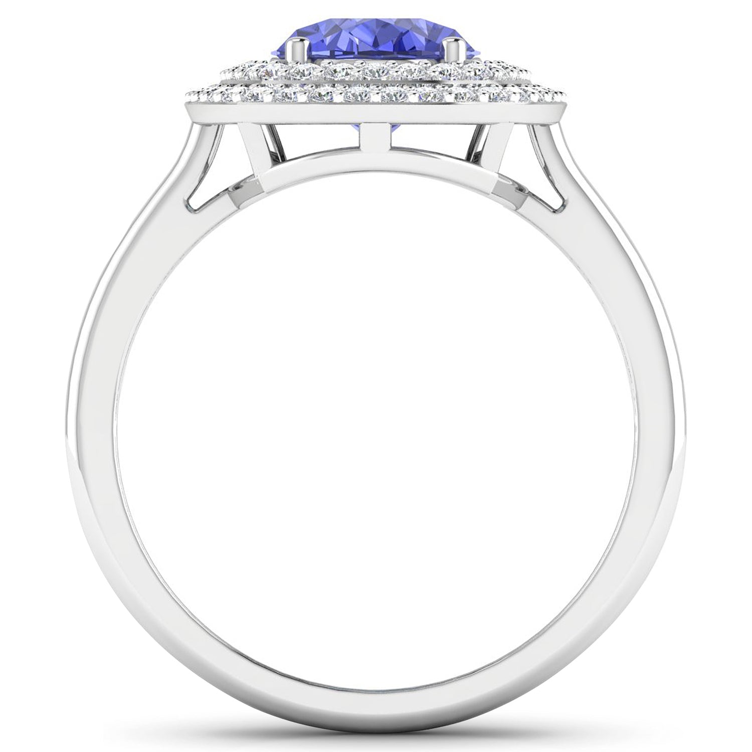 2.02 Carat Genuine Tanzanite and White Diamond 14K White Gold Ring on sale at MyriadMart