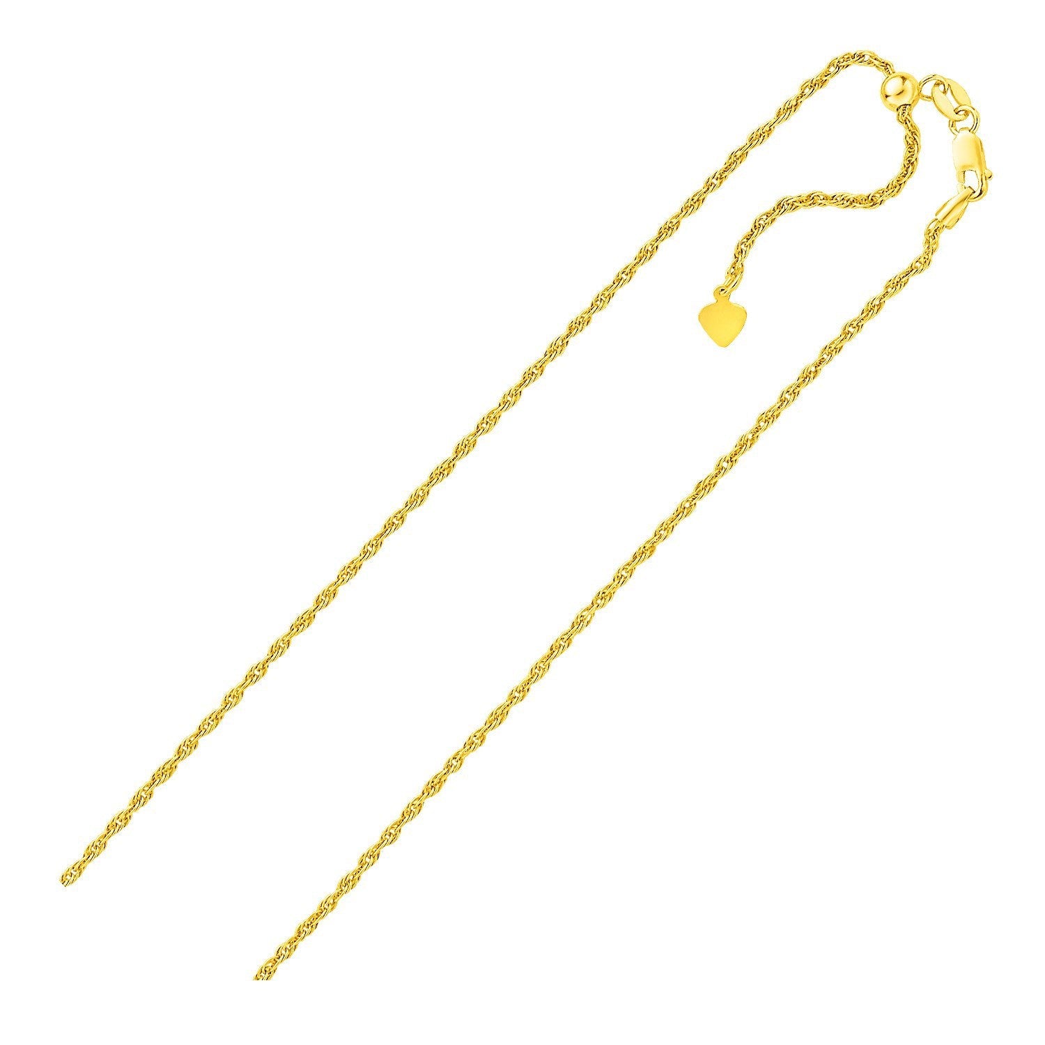 Sterling Silver in Yellow Finish 1.5mm Adjustable Rope Chain on sale at MyriadMart