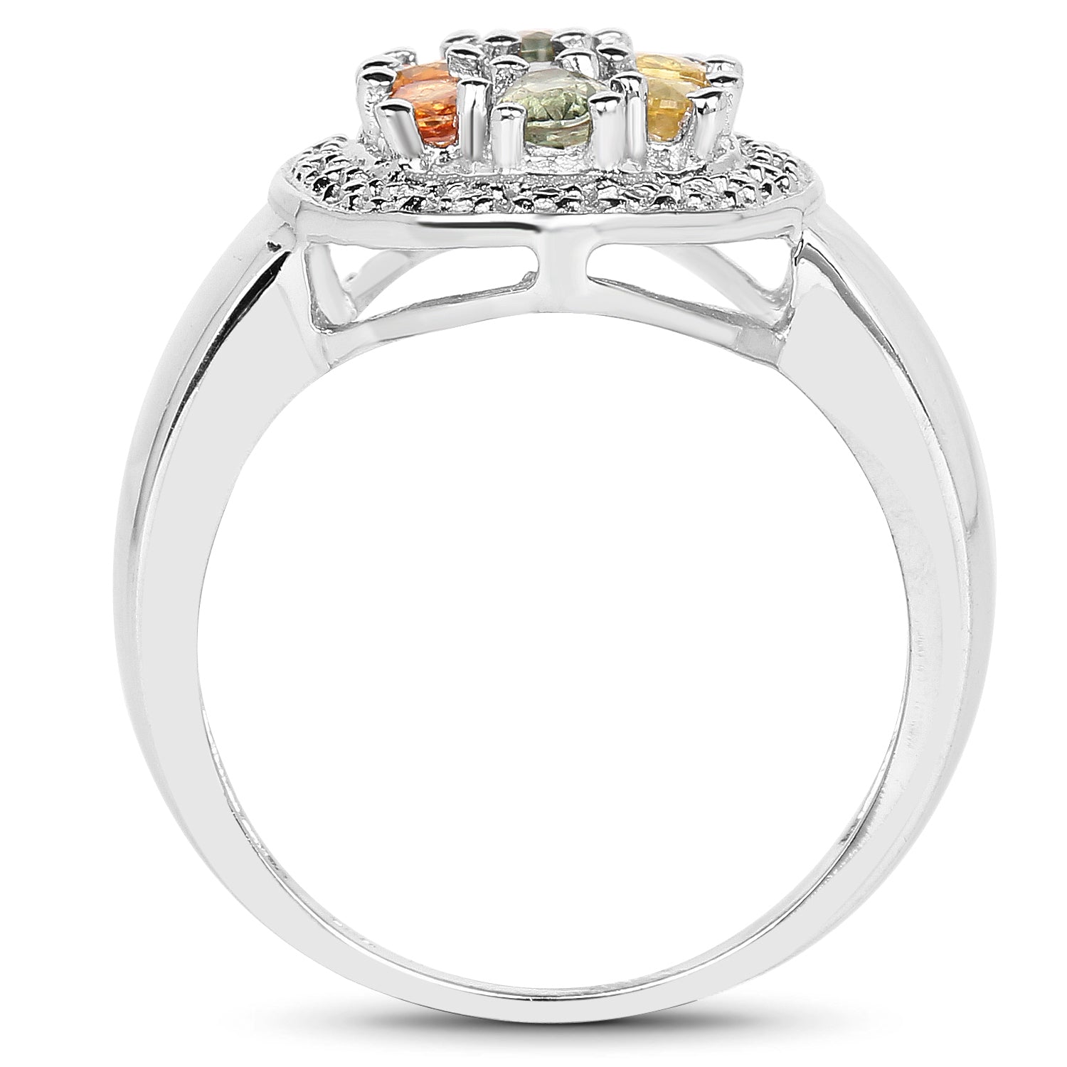 1.54 Carat Genuine Multi Sapphire .925 Sterling Silver Ring on sale at MyriadMart