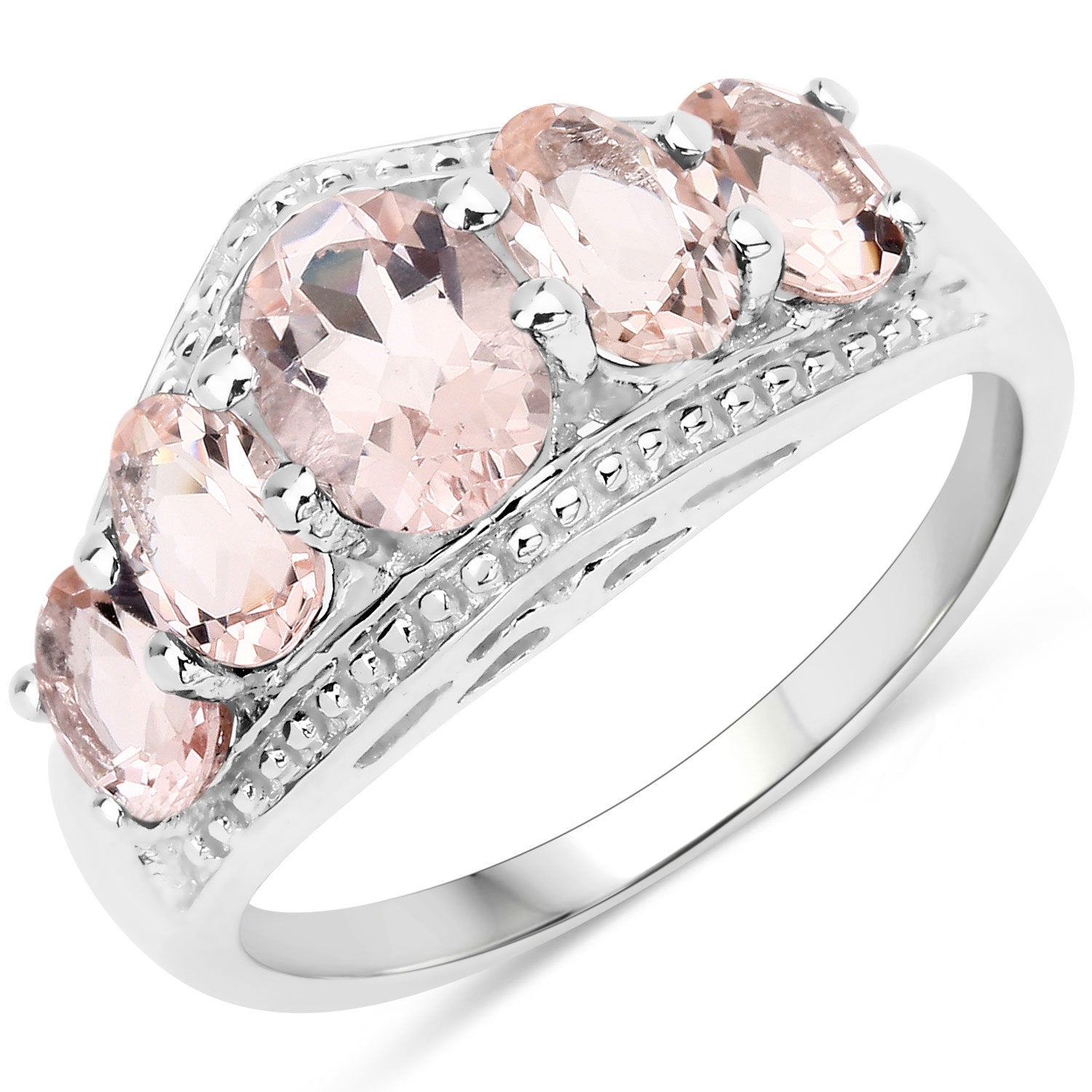 1.96 Carat Genuine Morganite .925 Sterling Silver Ring on sale at MyriadMart