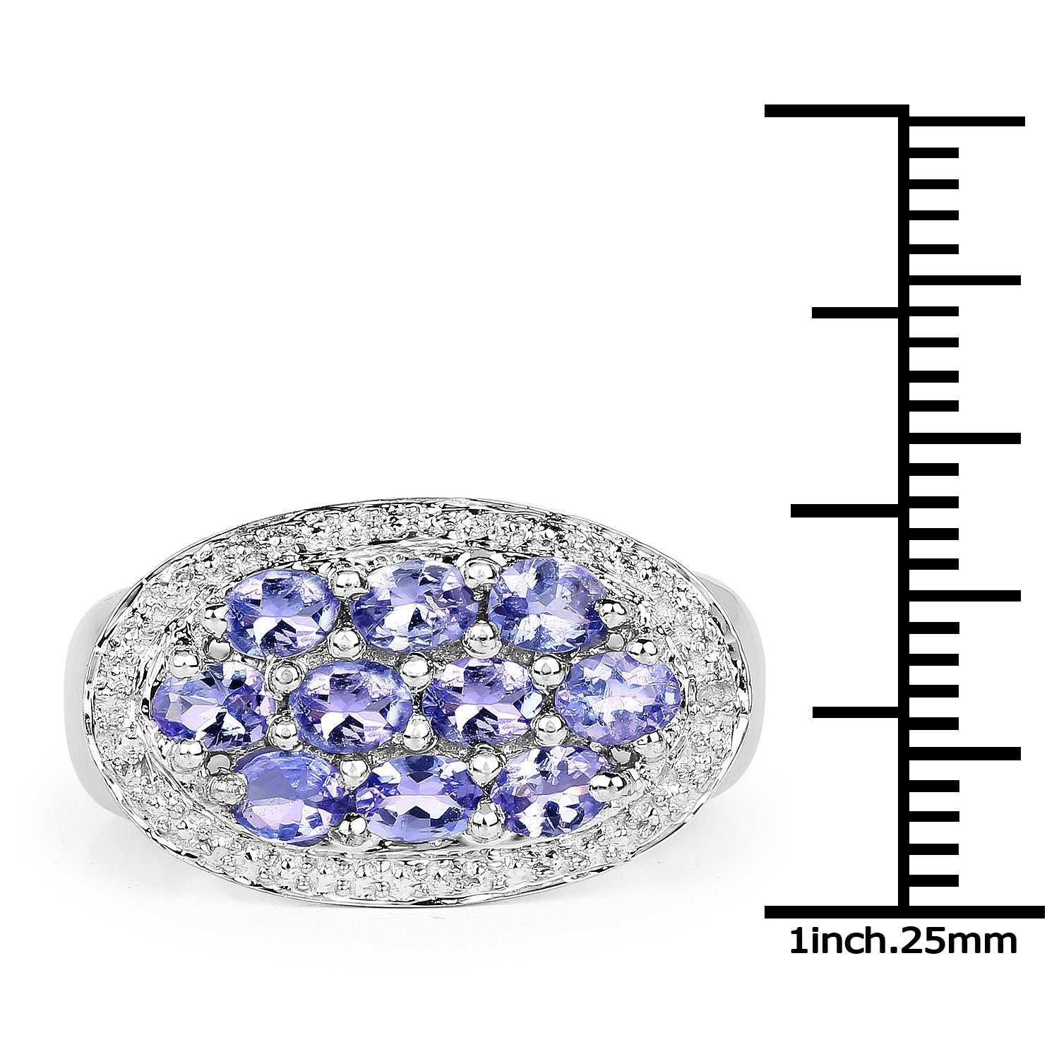 1.70 Carat Genuine Tanzanite .925 Sterling Silver Ring on sale at MyriadMart