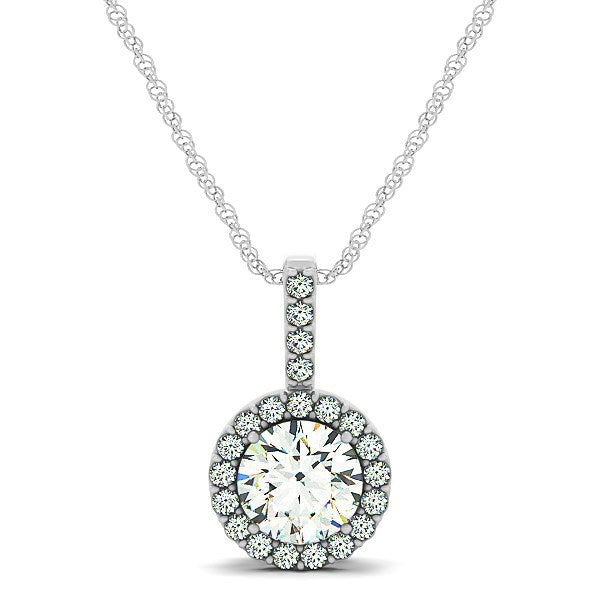 14k White Gold Diamond Halo Round Style Pendant 5/8 cttw on sale at MyriadMart