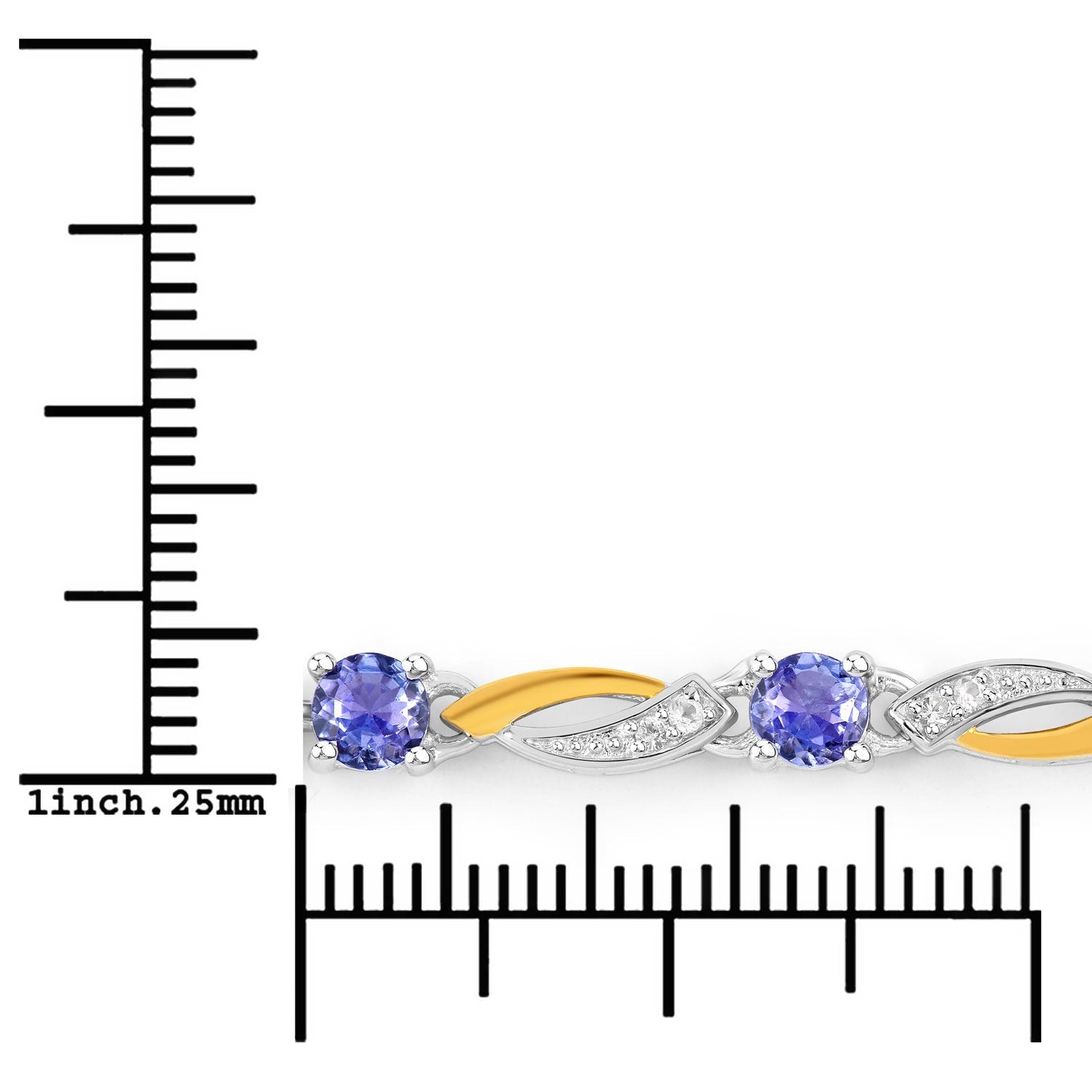 0.77 Carat Genuine Tanzanite and White Sapphire .925 Sterling Silver Bracelet on sale at MyriadMart