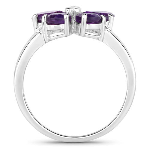 1.35 Carat Genuine Amethyst and Created White Sapphire .925 Sterling Silver Ring on sale at MyriadMart