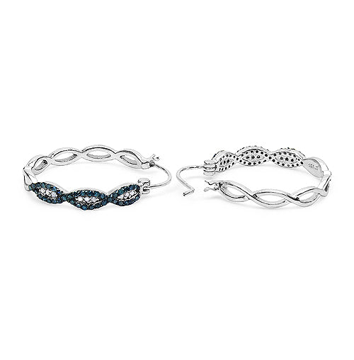 0.52 Carat Genuine Blue Diamond & White Diamond .925 Sterling Silver Earrings on sale at MyriadMart