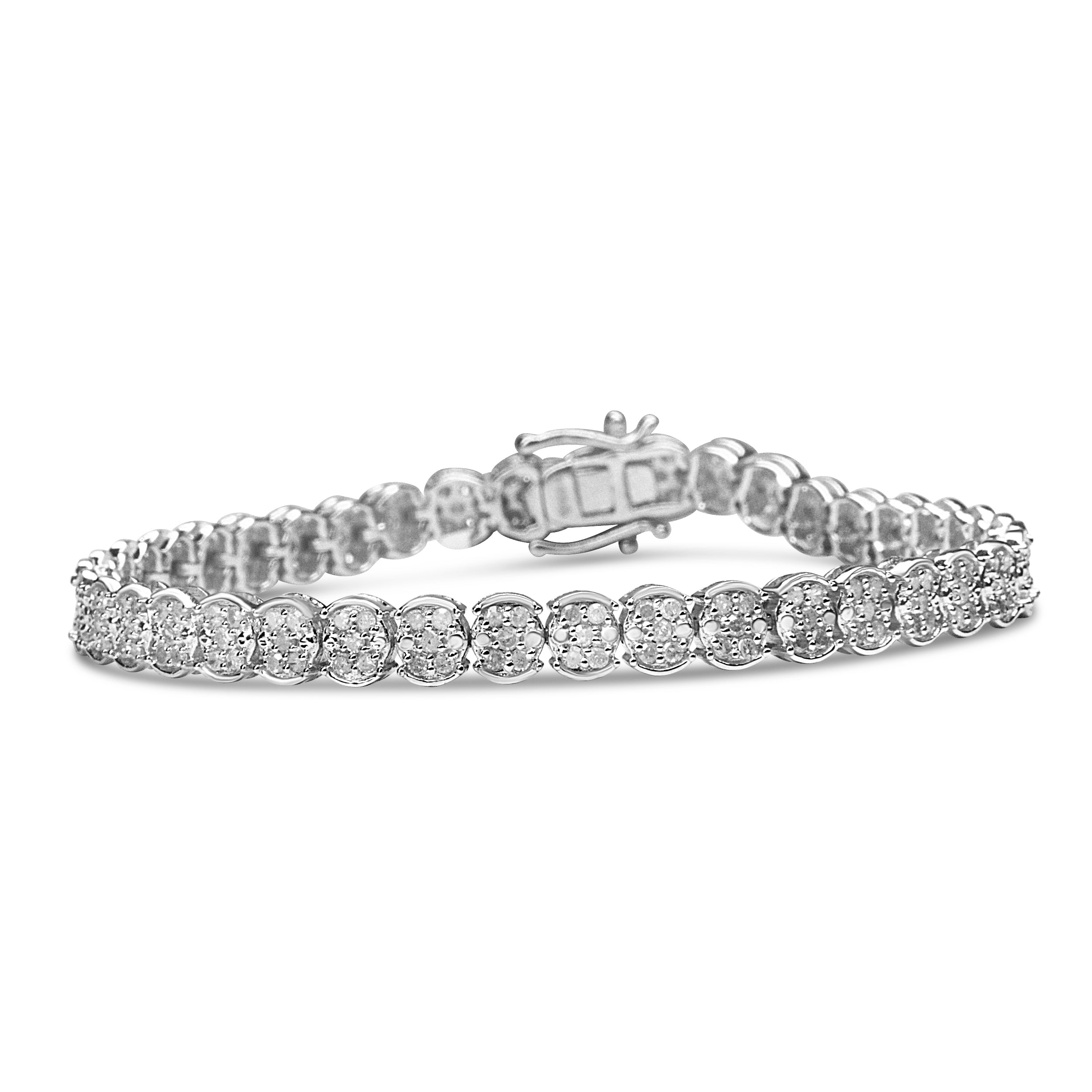 .925 Sterling Silver 2.0 Cttw Diamond Cluster Link Bracelet I-J Color, I2-I3 Clarity - Size 7.25" on sale at MyriadMart