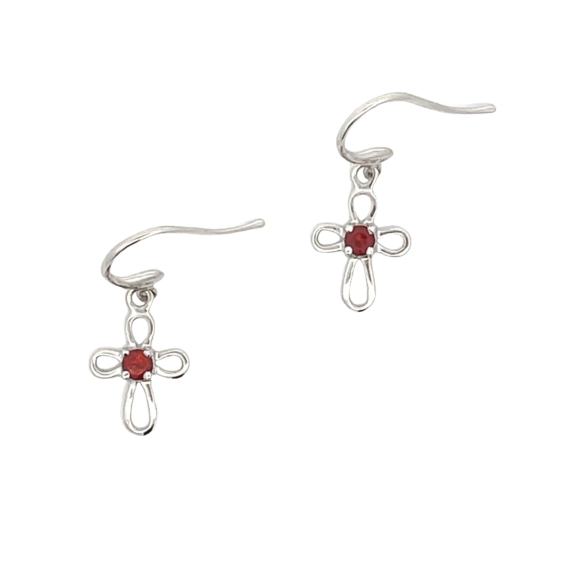 .29ct Garnet Cross Earrings 10KT White Gold on sale at MyriadMart