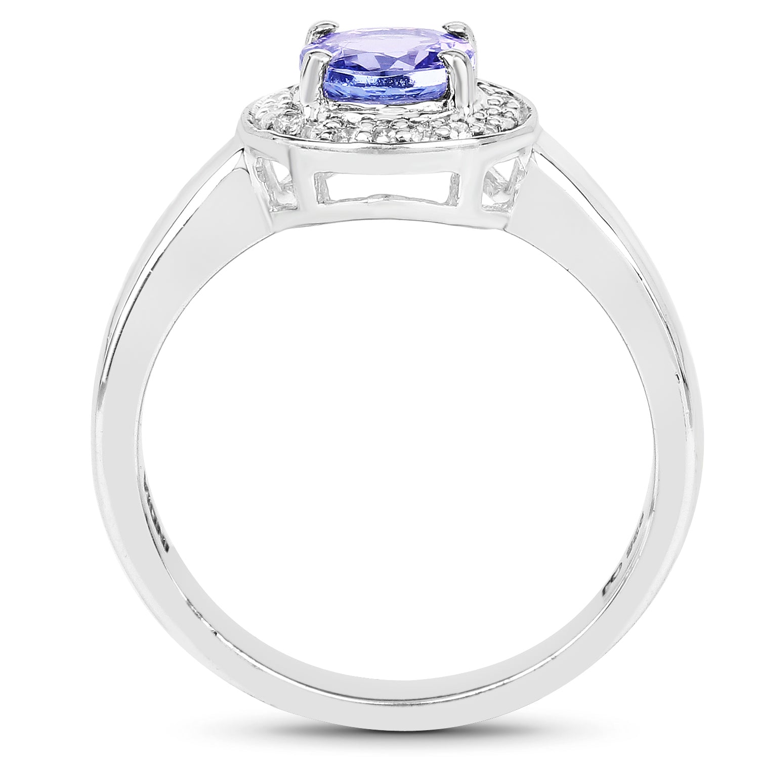 1.05 Carat Genuine Tanzanite and White Topaz .925 Sterling Silver Ring on sale at MyriadMart