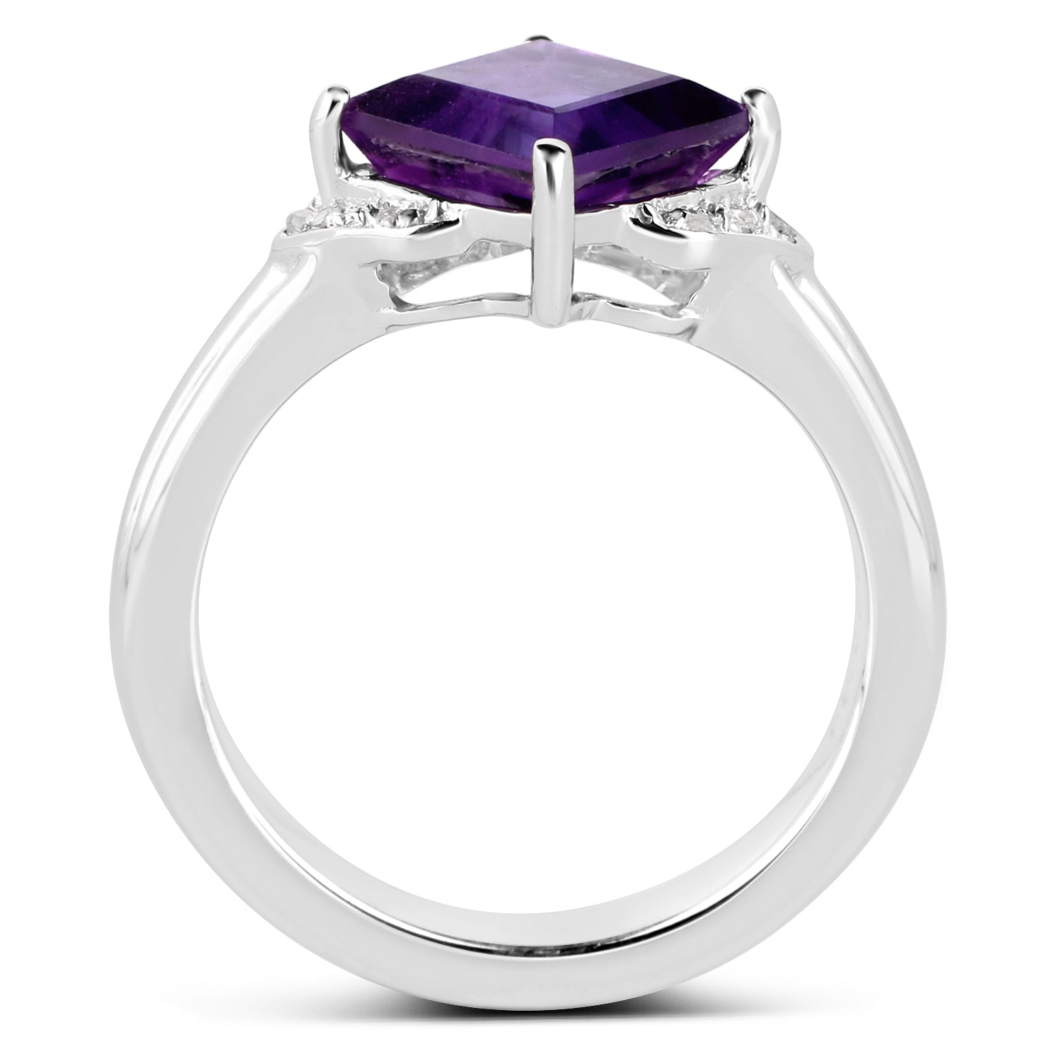 2.55 Carat Genuine Amethyst and White Topaz .925 Sterling Silver Ring on sale at MyriadMart