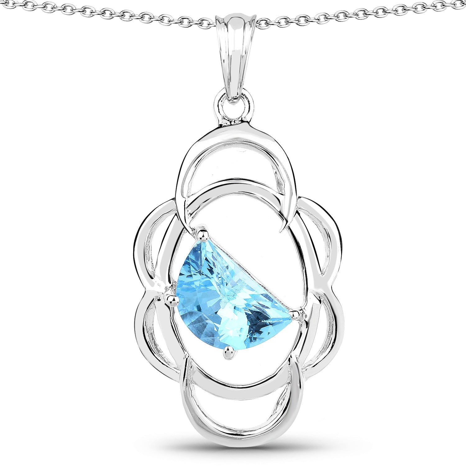 4.60 Carat Genuine Swiss Blue Topaz .925 Sterling Silver Pendant on sale at MyriadMart