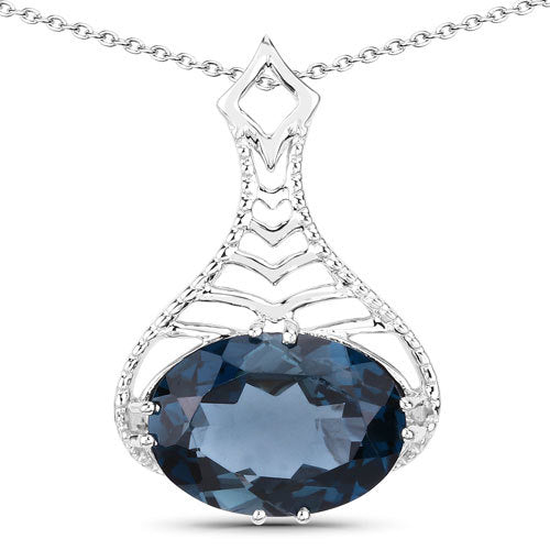 6.65 Carat Genuine London Blue Topaz .925 Sterling Silver Pendant on sale at MyriadMart