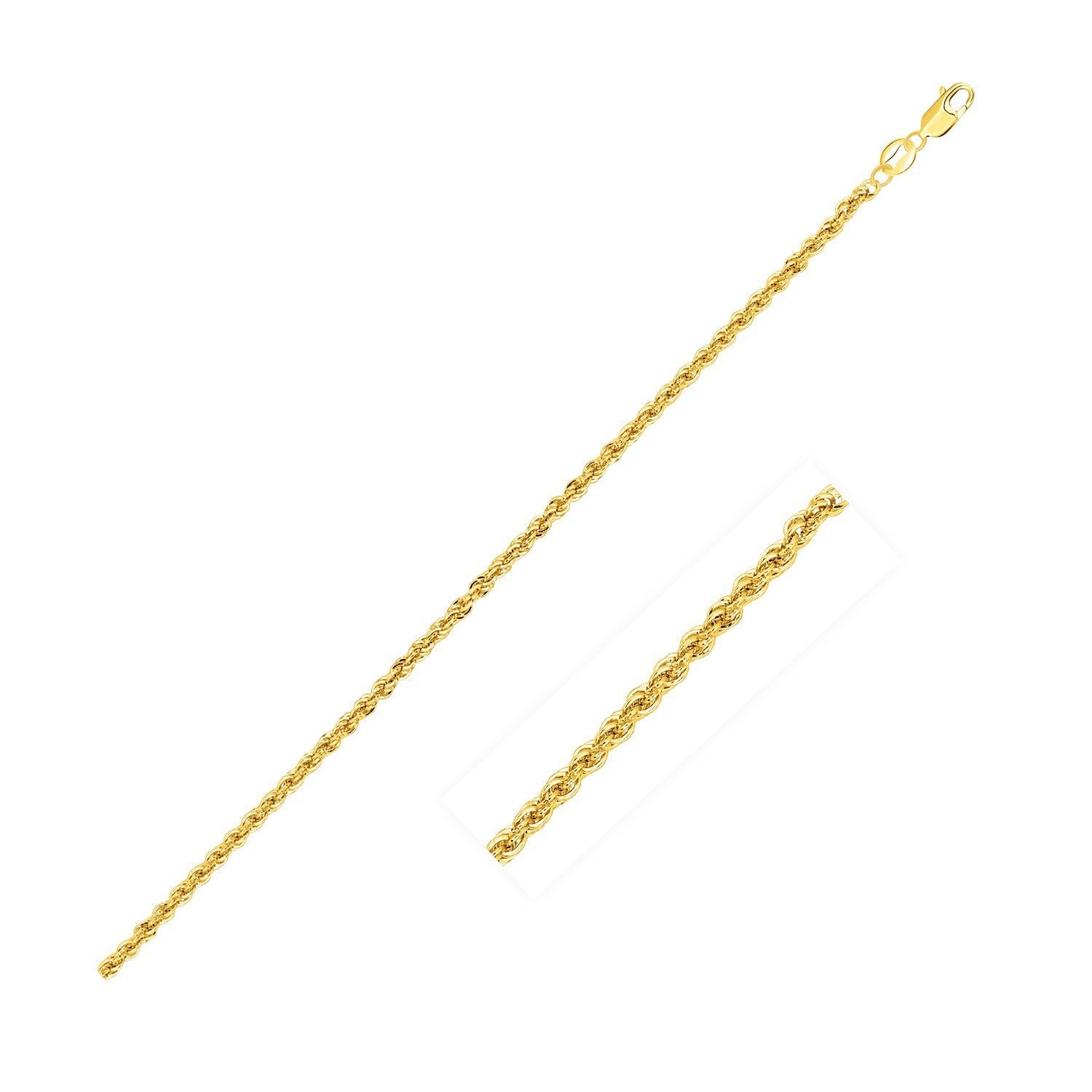2.0mm 14k Yellow Gold Light Rope Chain on sale at MyriadMart
