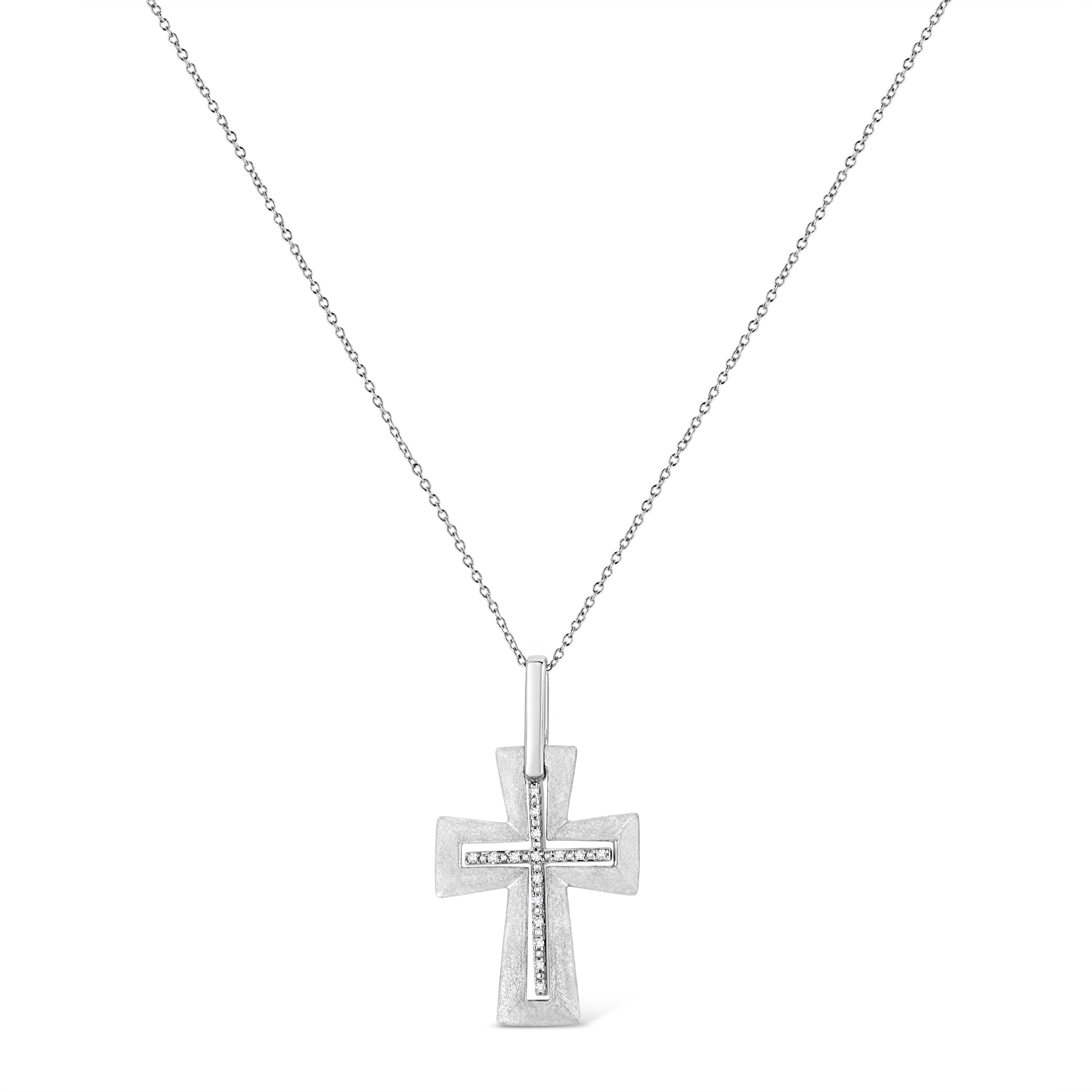 .925 Sterling Silver Prong-Set Diamond Accent Cross 18" Pendant Necklace I-J Color, I1-I2 Clarity on sale at MyriadMart