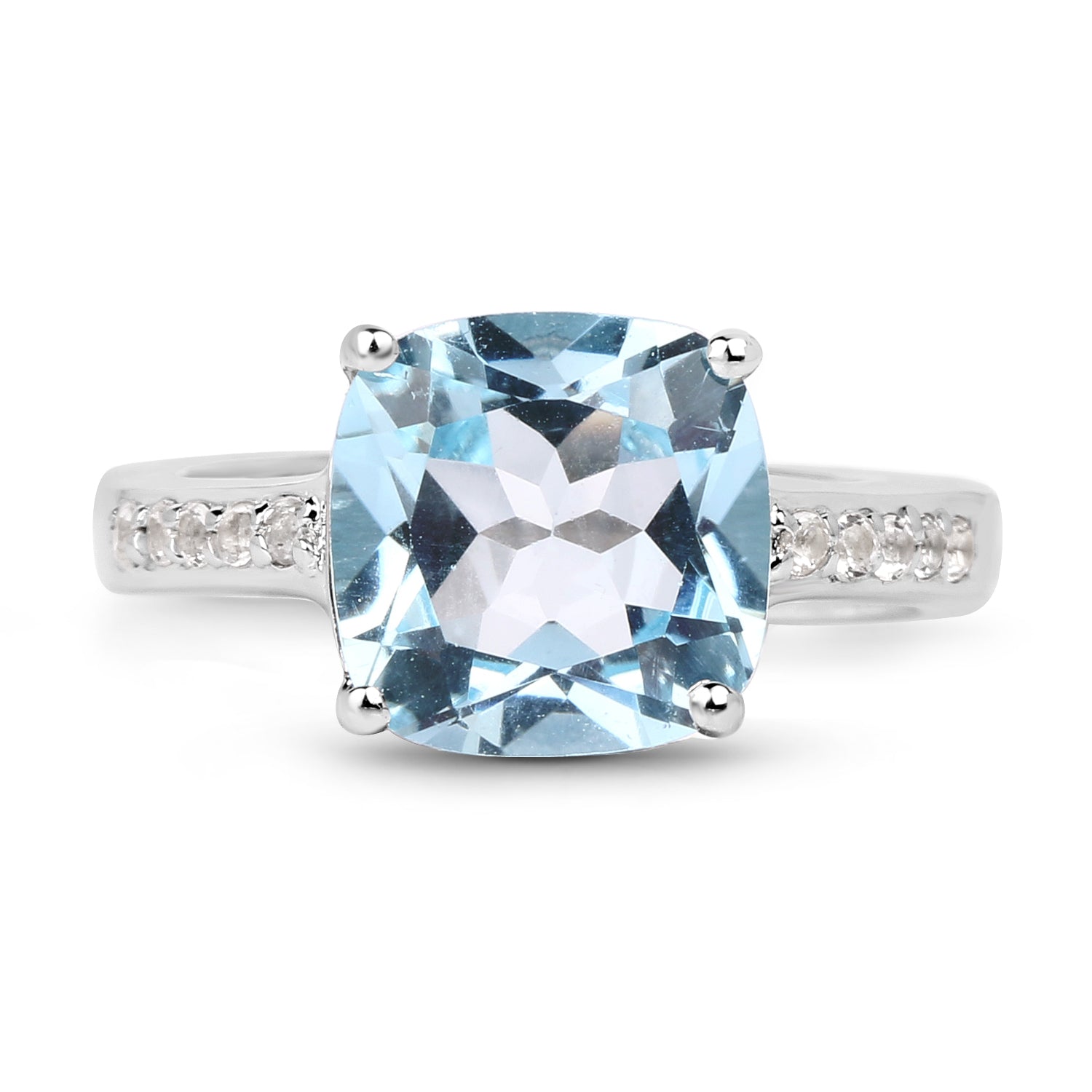 4.62 Carat Genuine Blue Topaz and White Topaz .925 Sterling Silver Ring on sale at MyriadMart