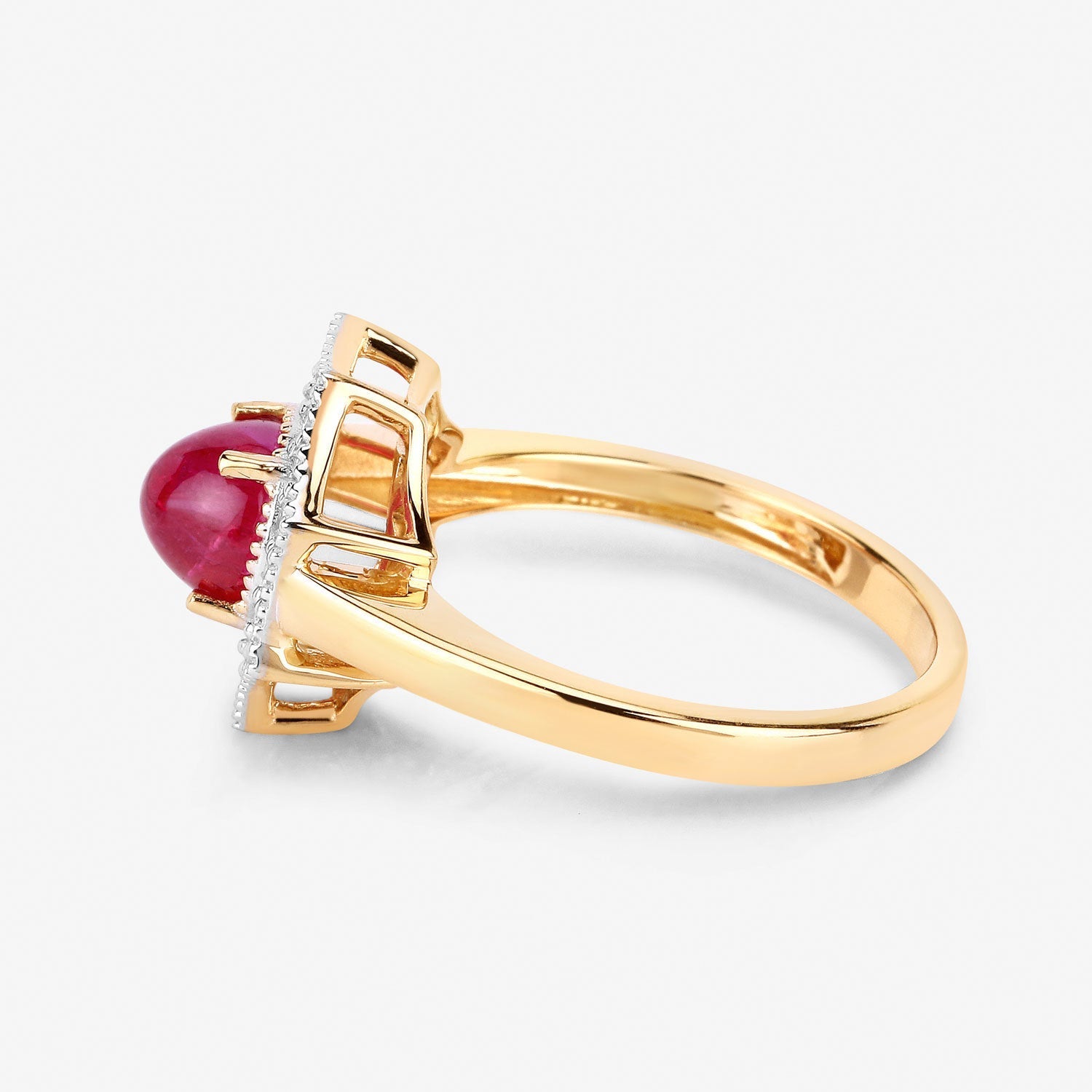 2.01 Carat Genuine Ruby and White Diamond 14K Yellow Gold Ring on sale at MyriadMart