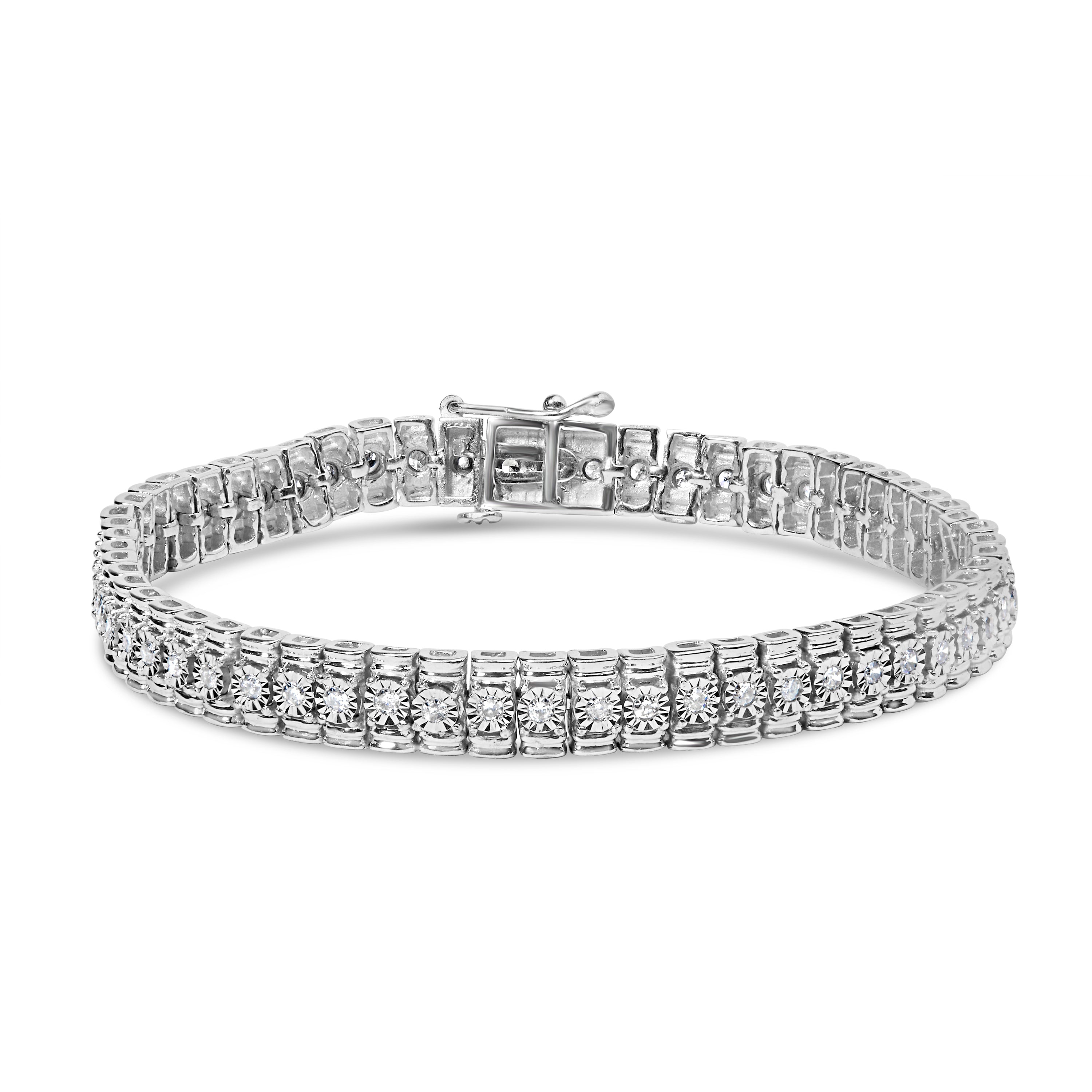 .925 Sterling Silver 1.0 Cttw Diamond Collar Line Link Bracelet I-J Color, I1-I2 Clarity - Size 7.25" Inches on sale at MyriadMart