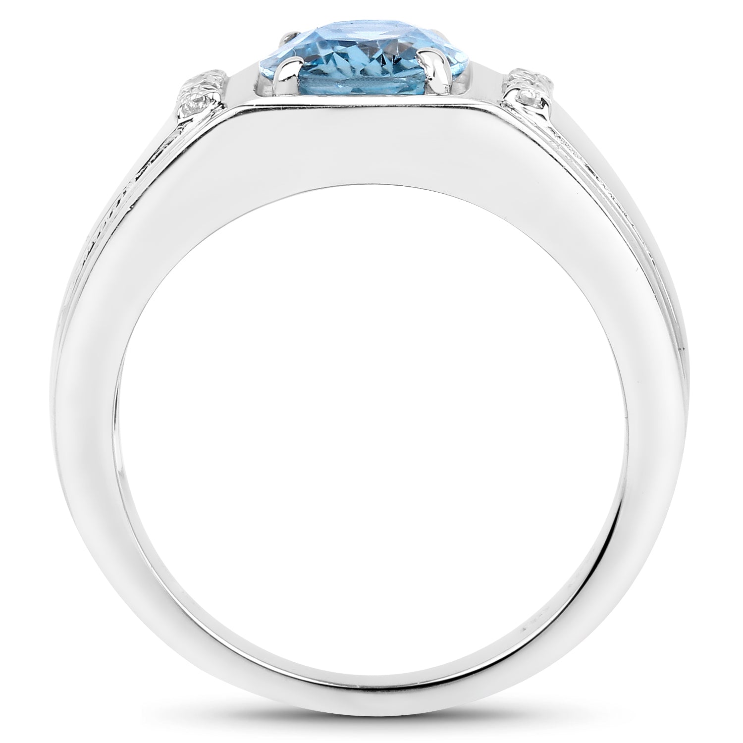 2.18 Carat Genuine London Blue Topaz and White Topaz .925 Sterling Silver Ring on sale at MyriadMart