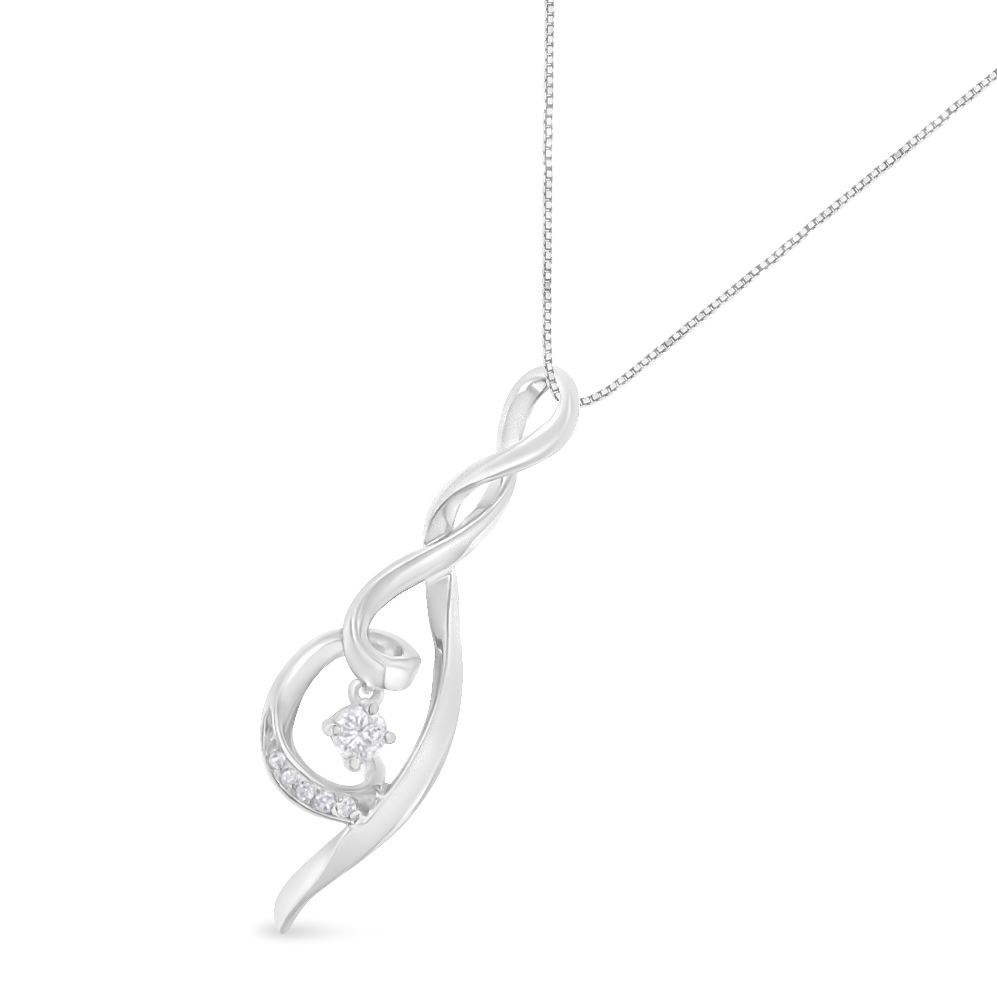 Espira 10K White Gold 1/10 cttw Diamond Swirl Pendant Necklace I-J, I1-I2 on sale at MyriadMart