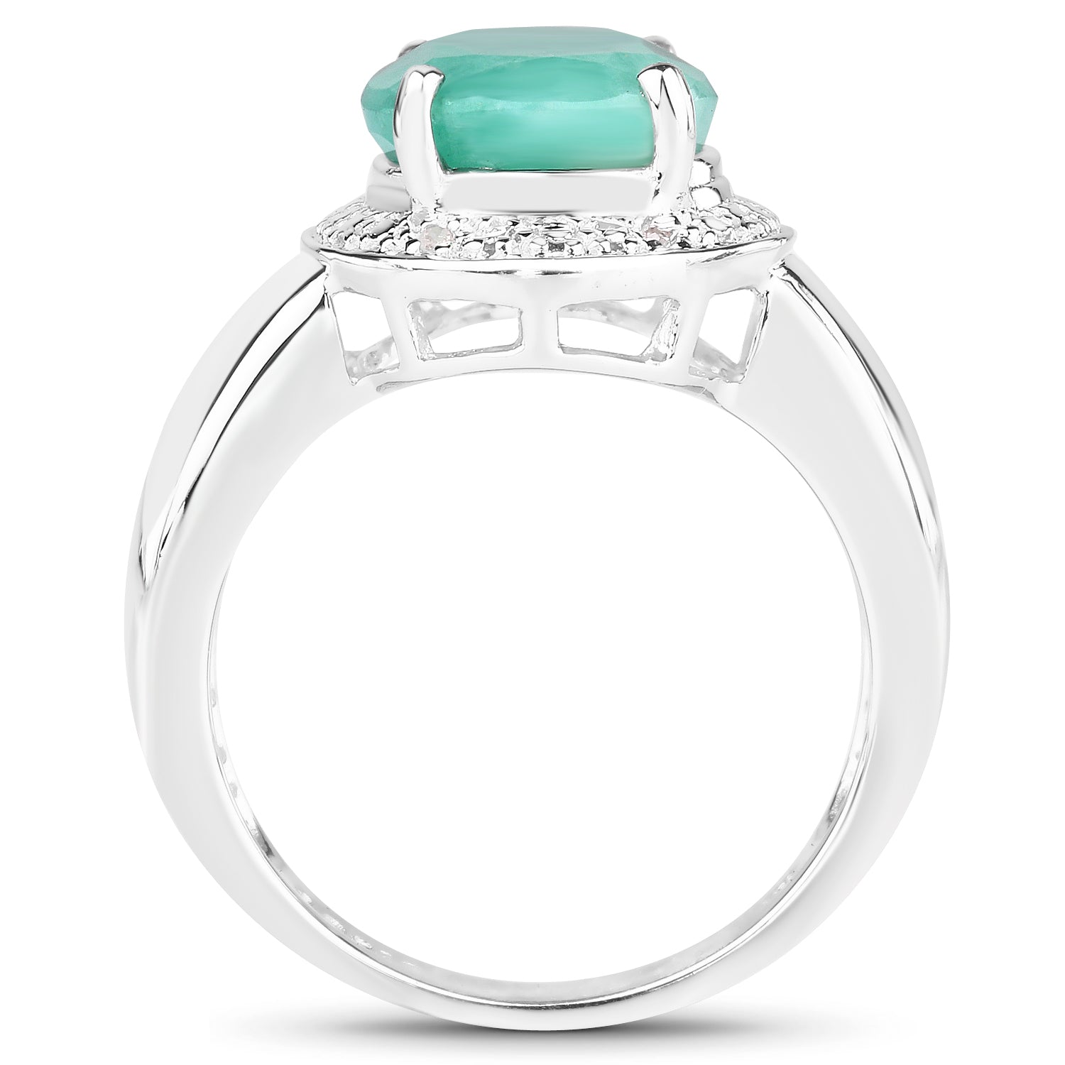 4.72 Carat Genuine Emerald and White Diamond .925 Sterling Silver Ring on sale at MyriadMart