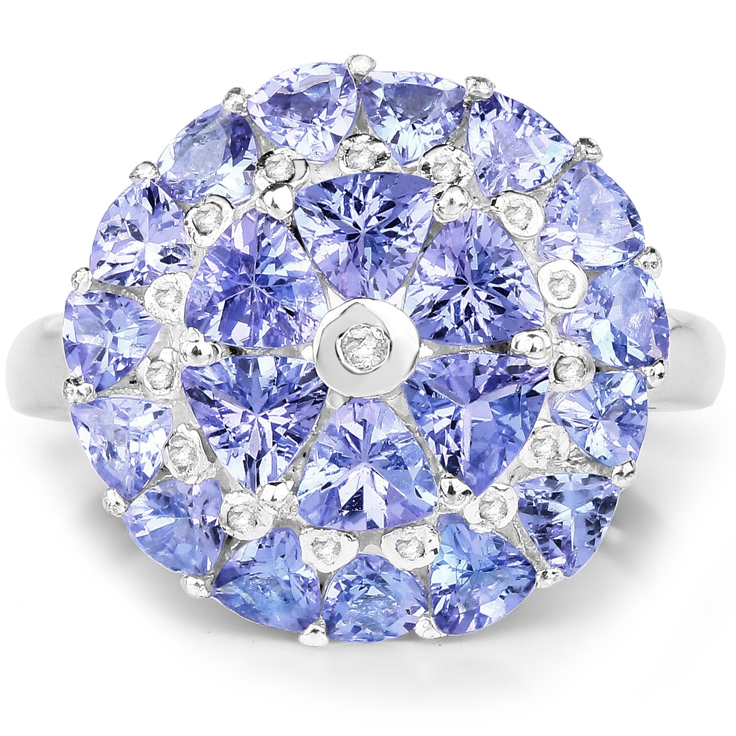 2.96 Carat Genuine Tanzanite and White Diamond .925 Sterling Silver Ring on sale at MyriadMart