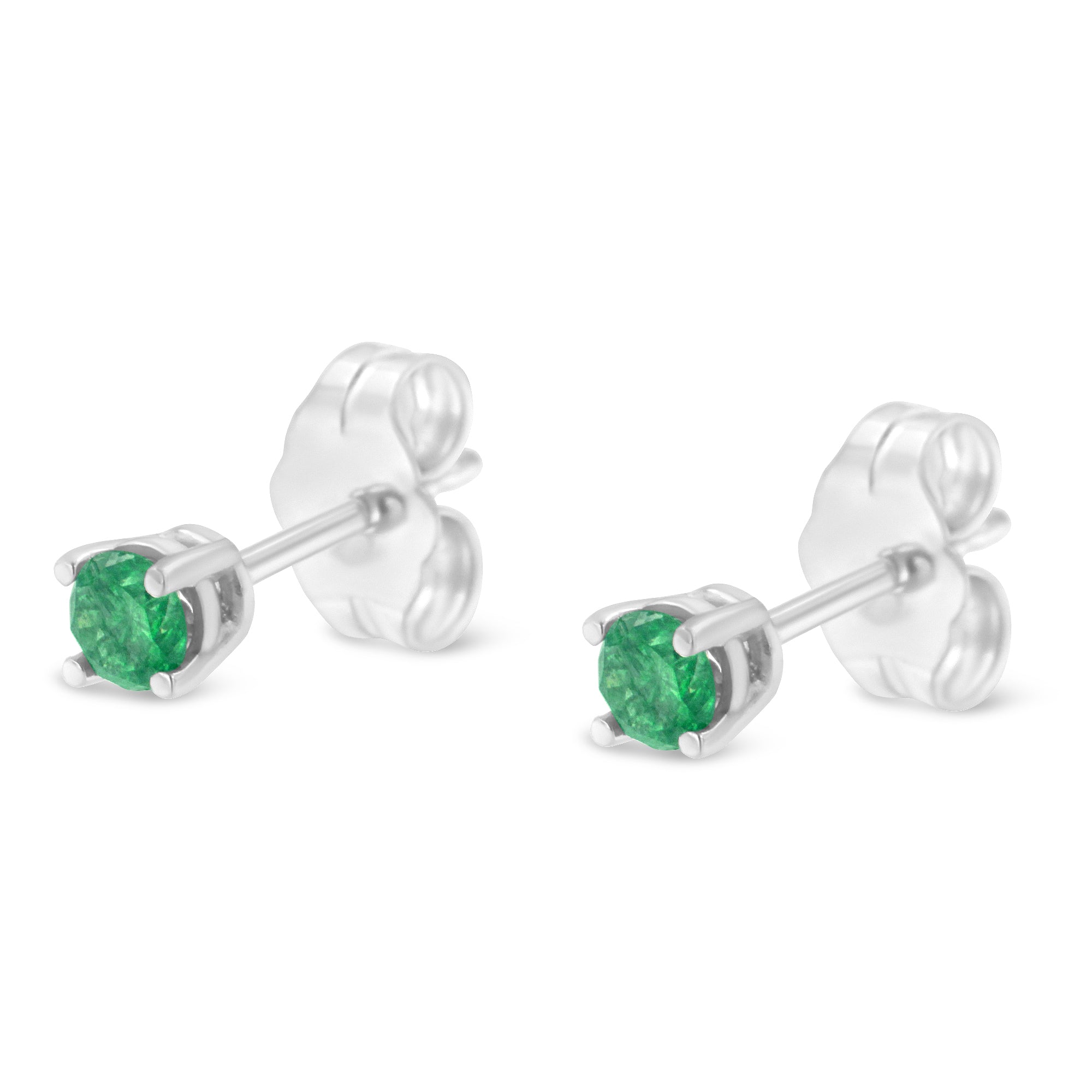.925 Sterling Silver 1/4 Cttw Round Brilliant-Cut Green Diamond Classic 4-Prong Stud Earrings Fancy Color-Enhanced, I2-I3 Clarity on sale at MyriadMart